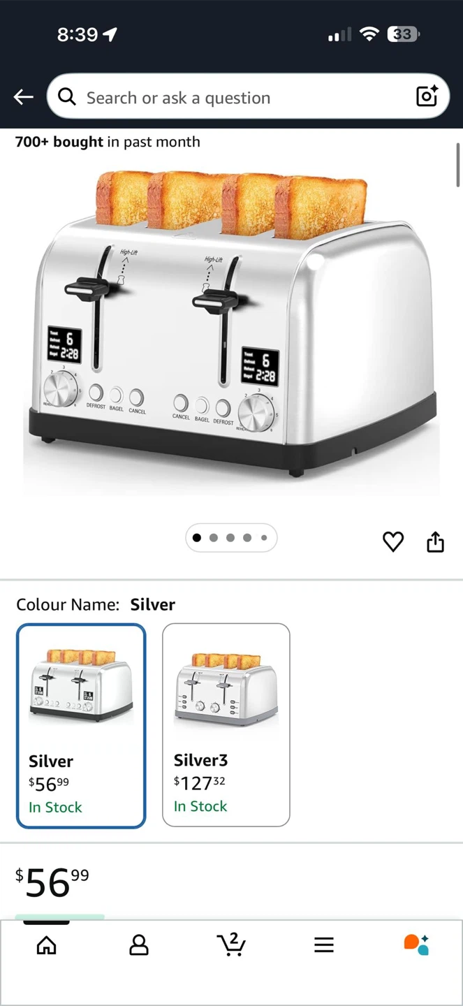 4 Slice Toaster - Silver - photo 3