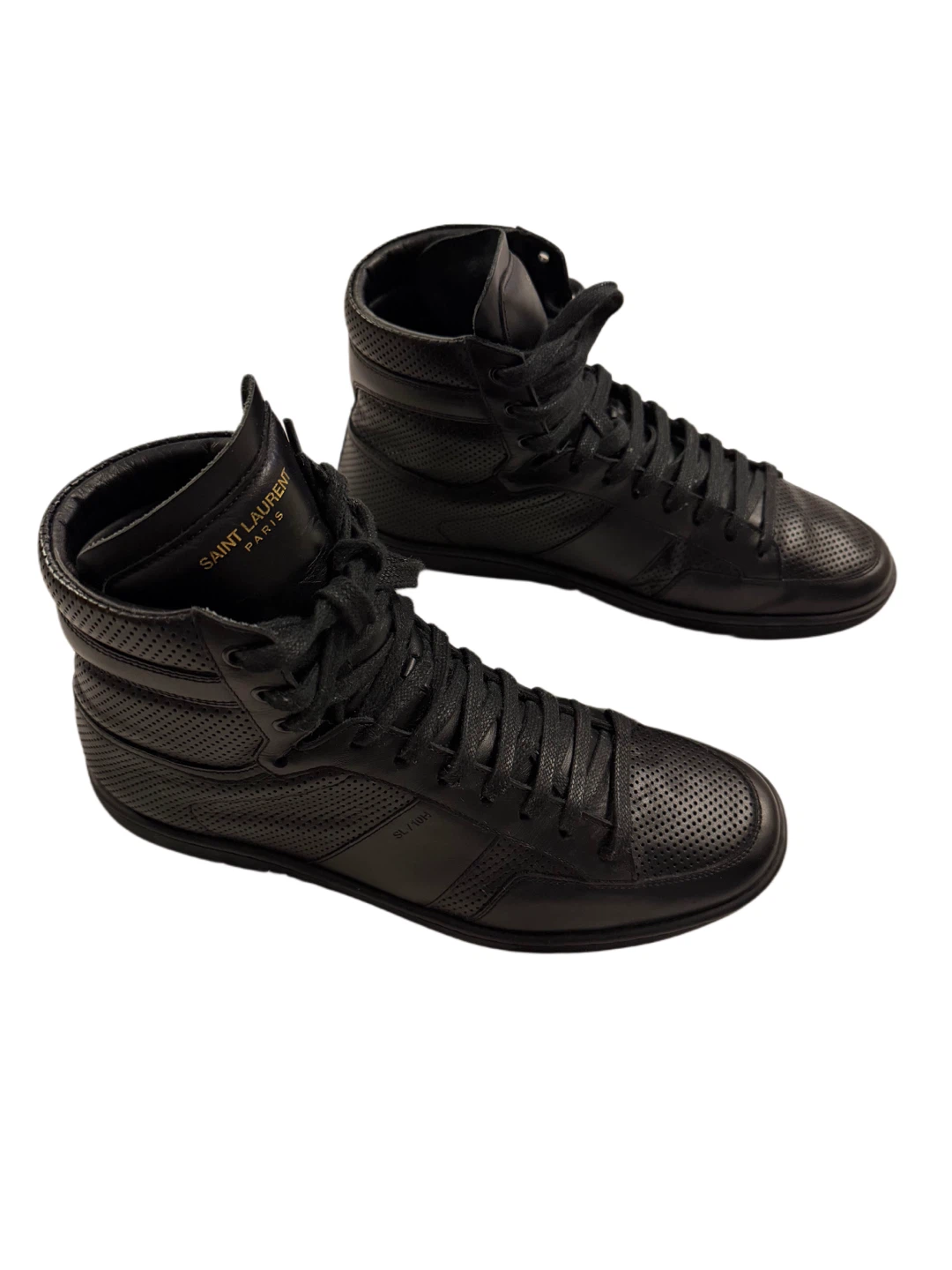 Saint Laurent Paris Black Leather High-Top Sneakers