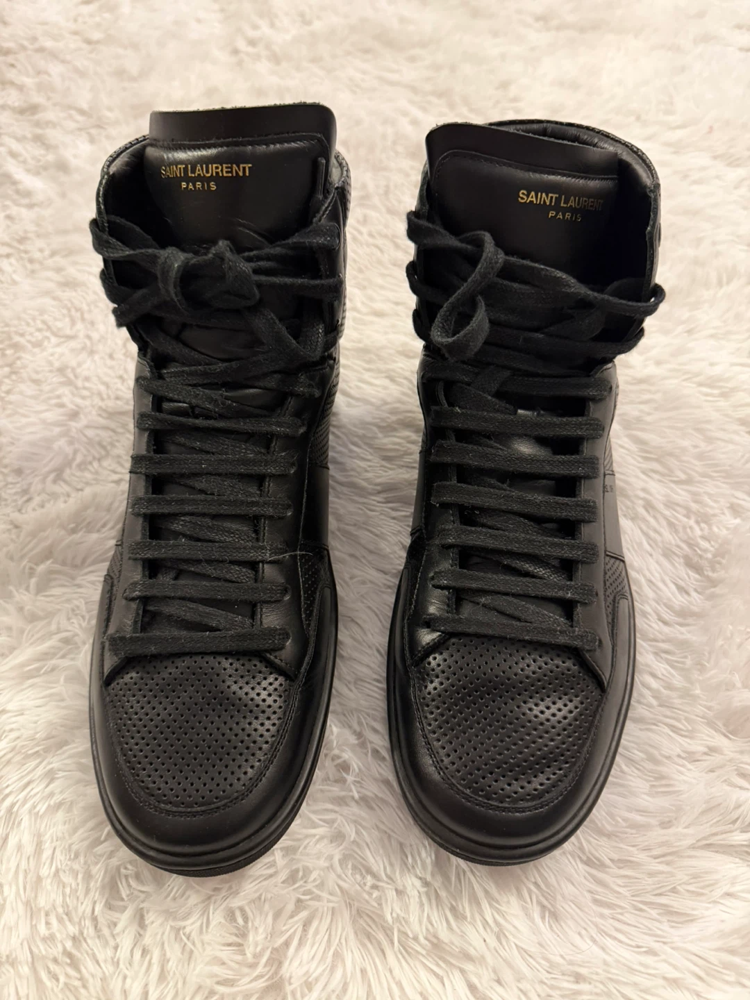 Saint Laurent Paris Black Leather High-Top Sneakers - photo 2