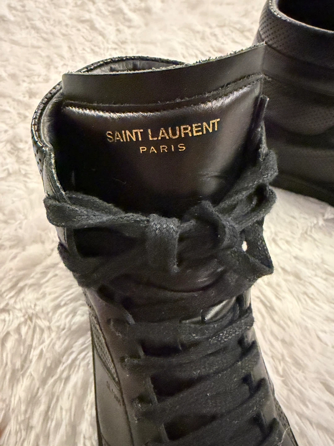 Saint Laurent Paris Black Leather High-Top Sneakers - photo 5