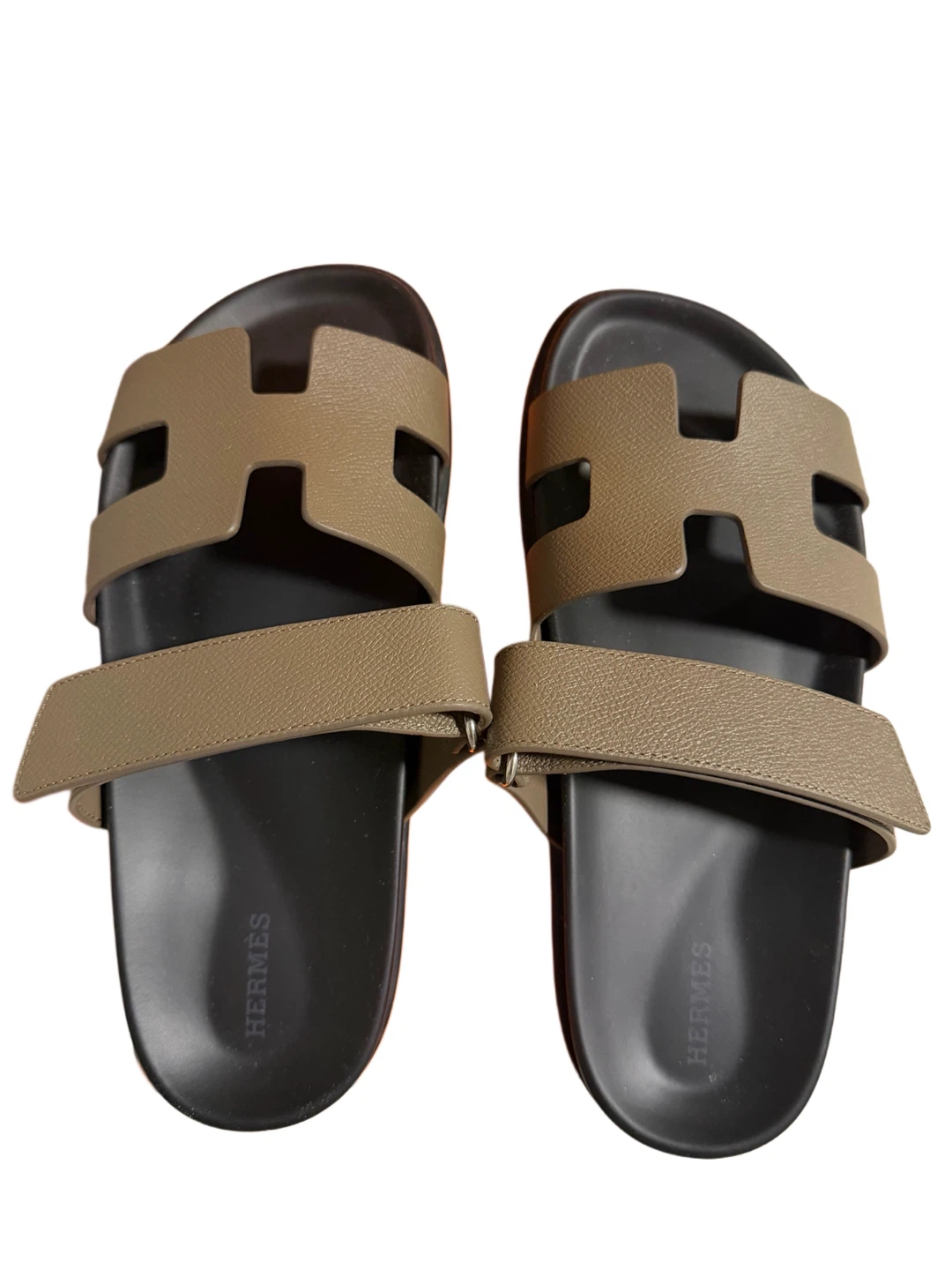 Hermès Chypre Sandal Slides Etoupe Leather Size EU 39