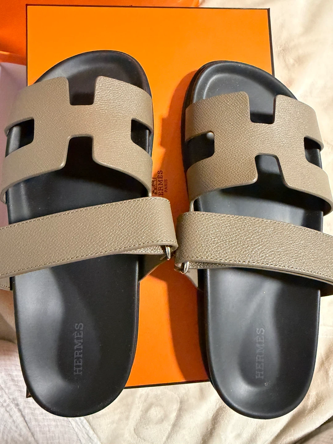 Hermès Chypre Sandal Slides Etoupe Leather Size EU 39 - photo 2
