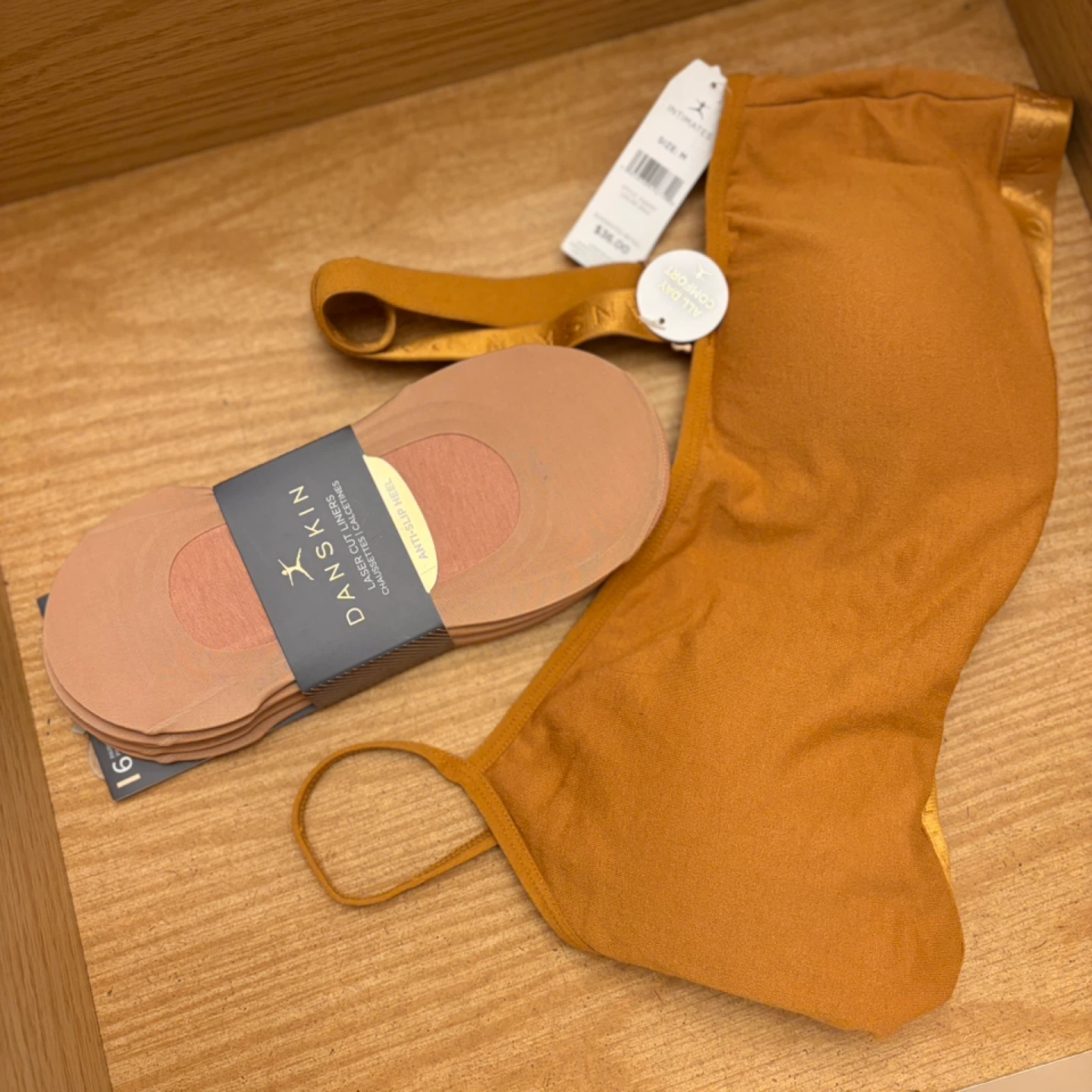 Danskin Women's Intimates Bralette & No-Show Socks - Mustard