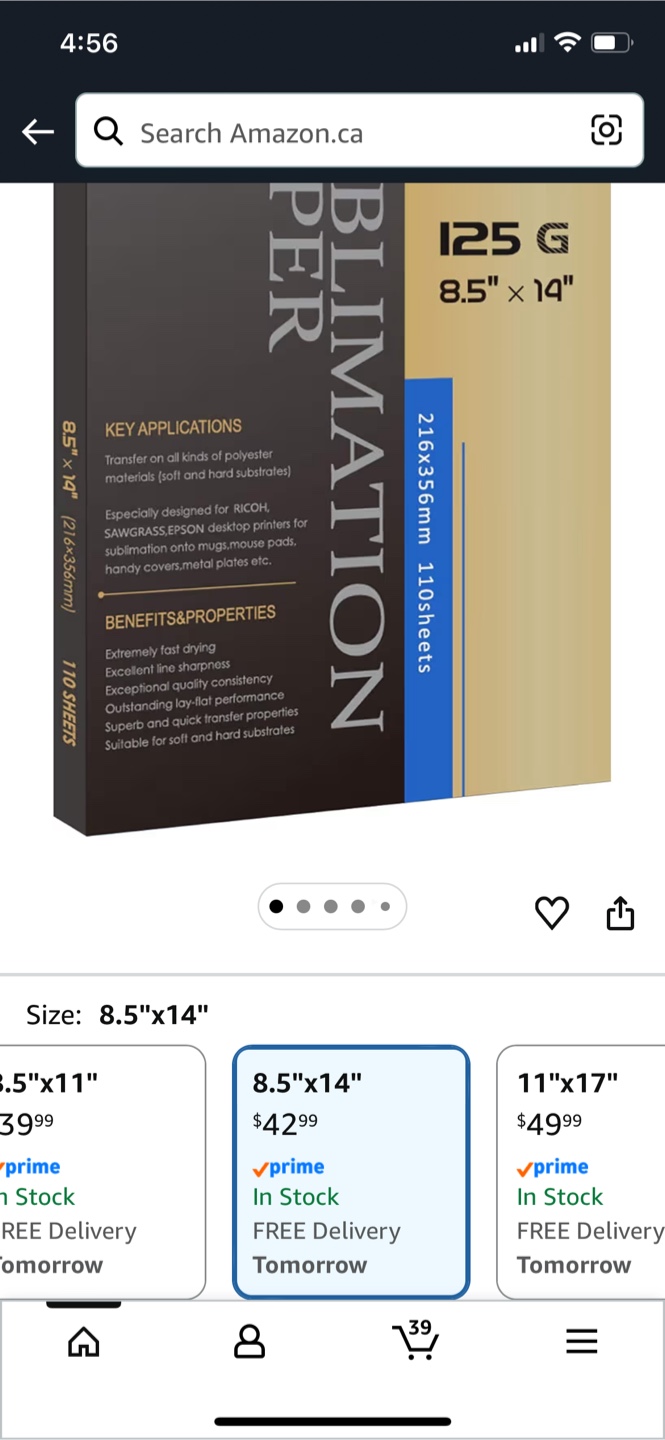 A-SUB Sublimation Paper 8.5x14 Inches 110 Sheets - photo 2