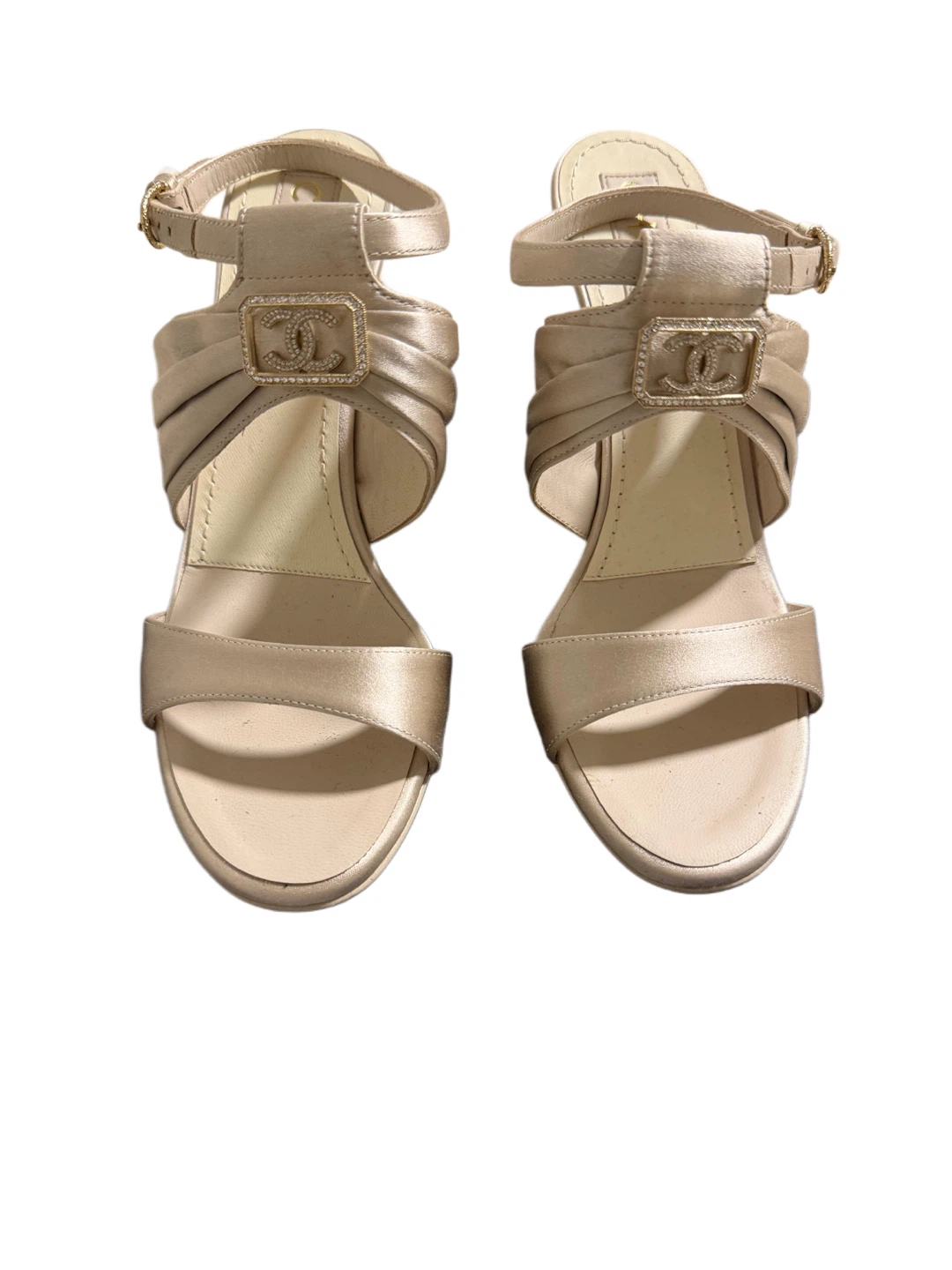 Chanel Satin Ankle Strap Heels