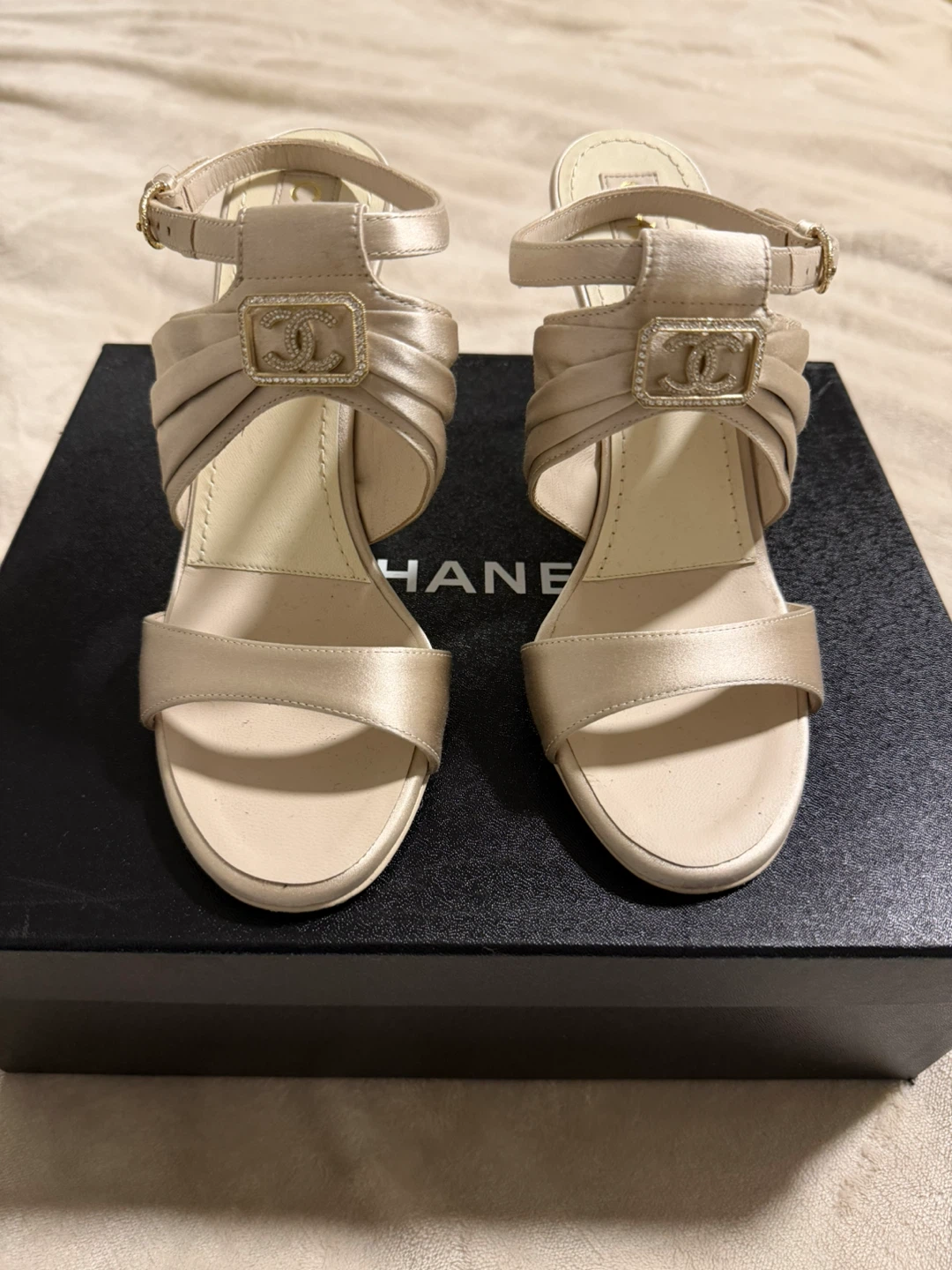 Chanel Satin Ankle Strap Heels - photo 2