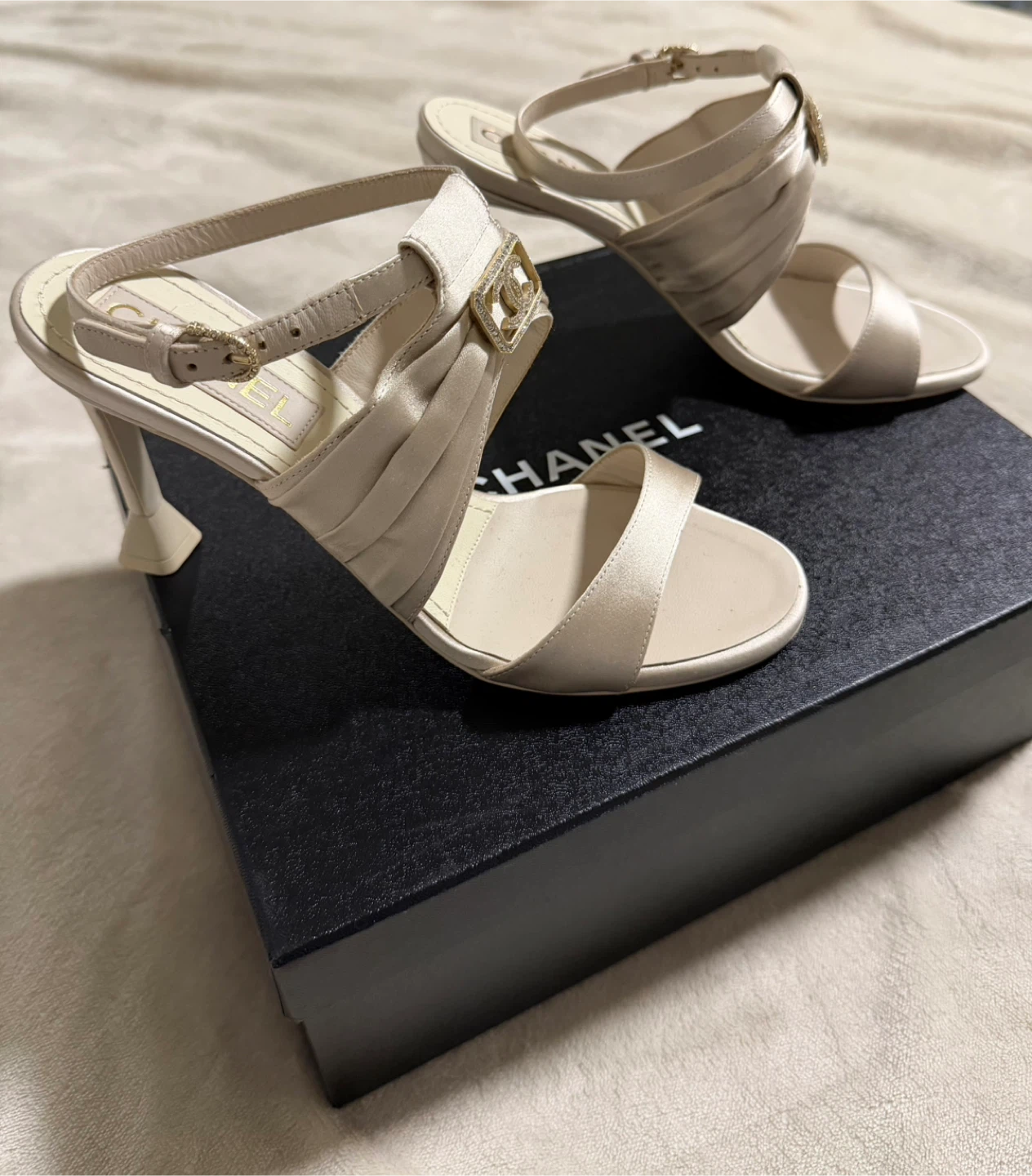Chanel Satin Ankle Strap Heels - photo 4