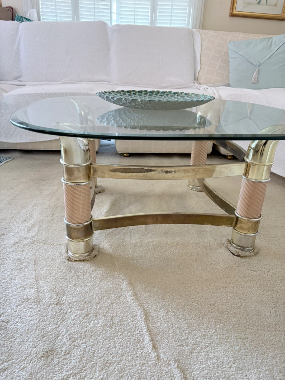 Glass and Brass Coffee Table