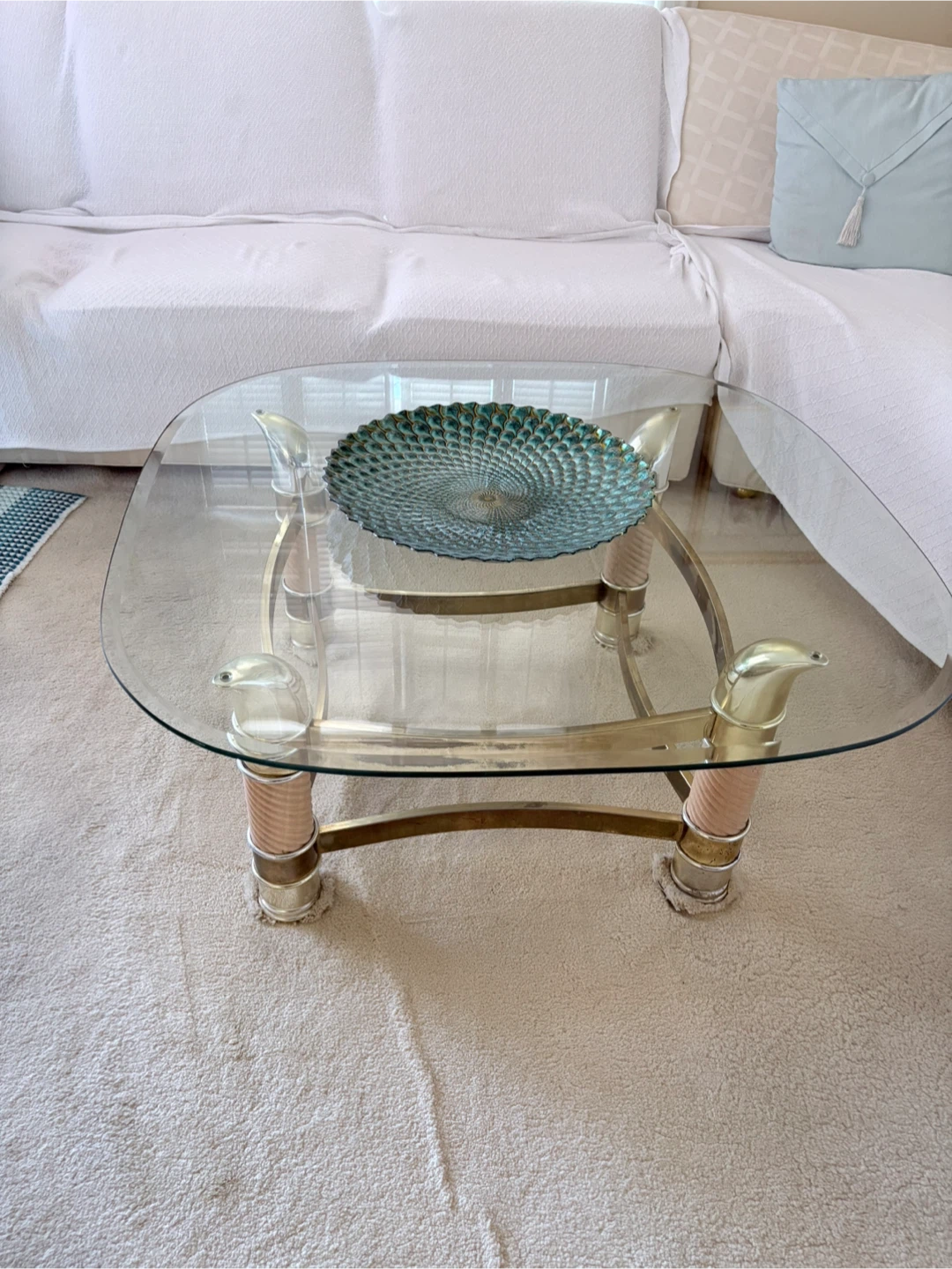 Glass and Brass Coffee Table - photo 2