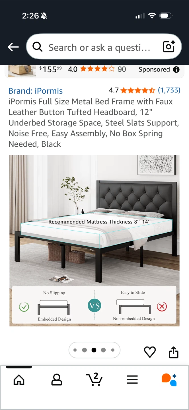Full size metal bed frame brand new