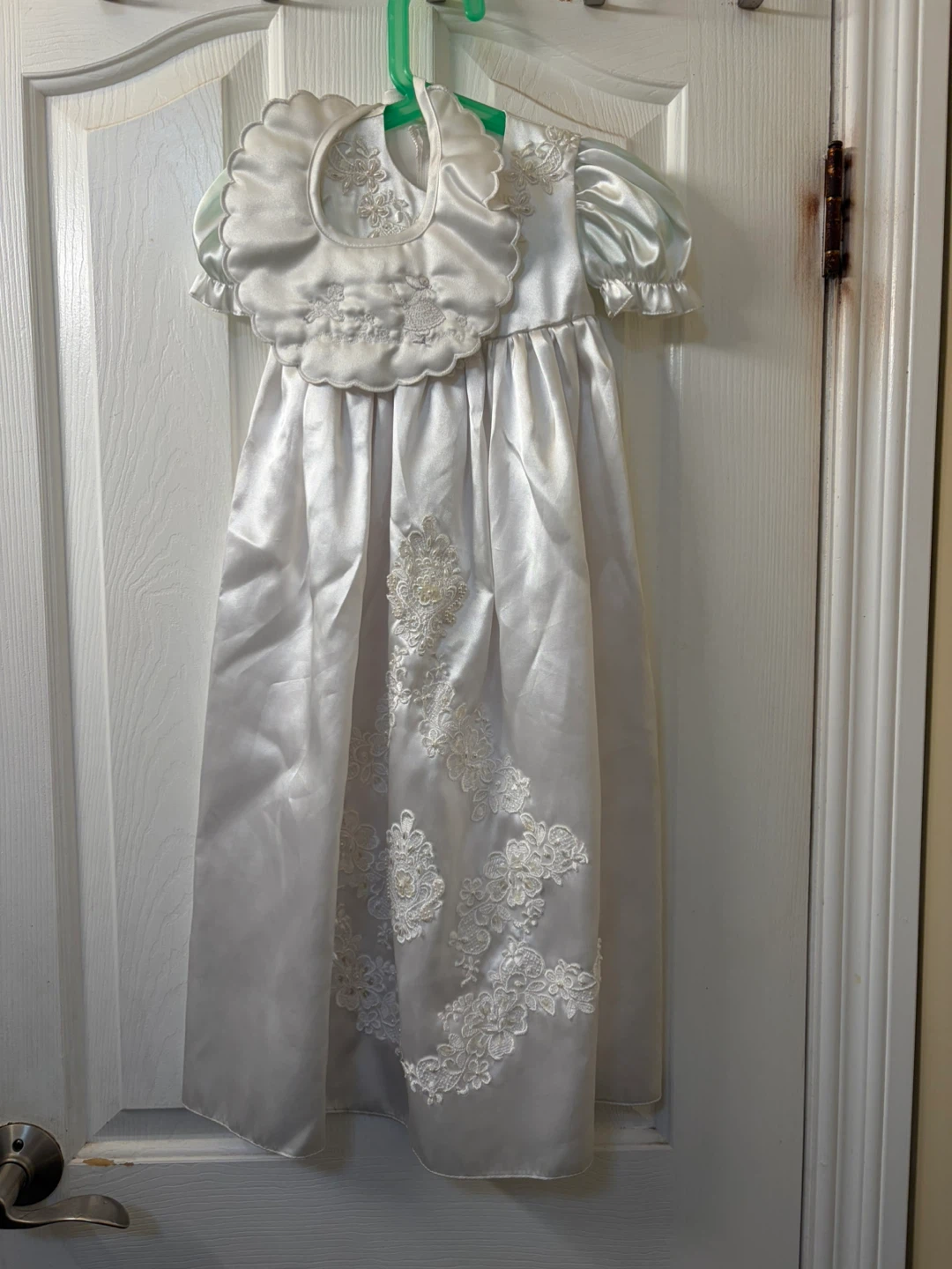 White Christening Gown with Matching Bib