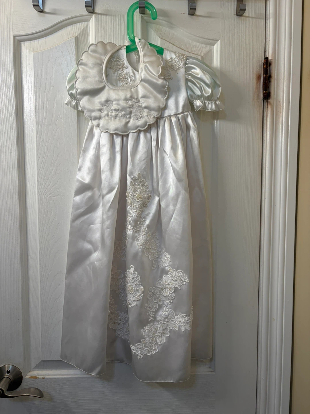 White Christening Gown with Matching Bib - photo 2