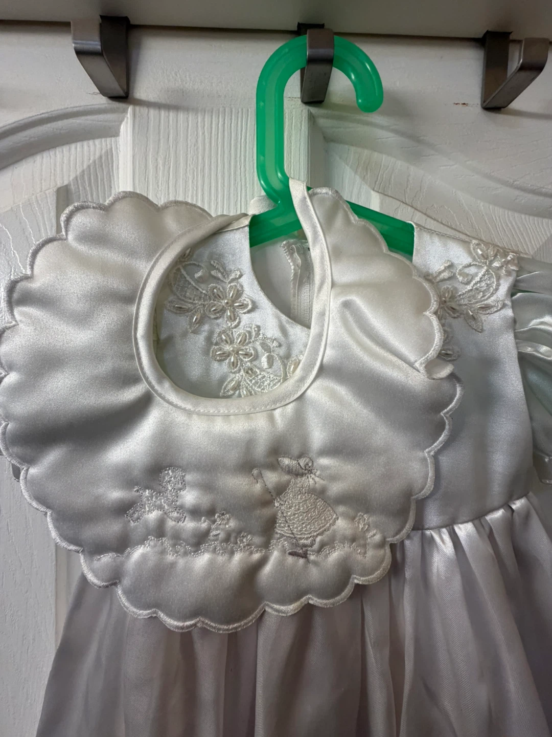 White Christening Gown with Matching Bib - photo 3