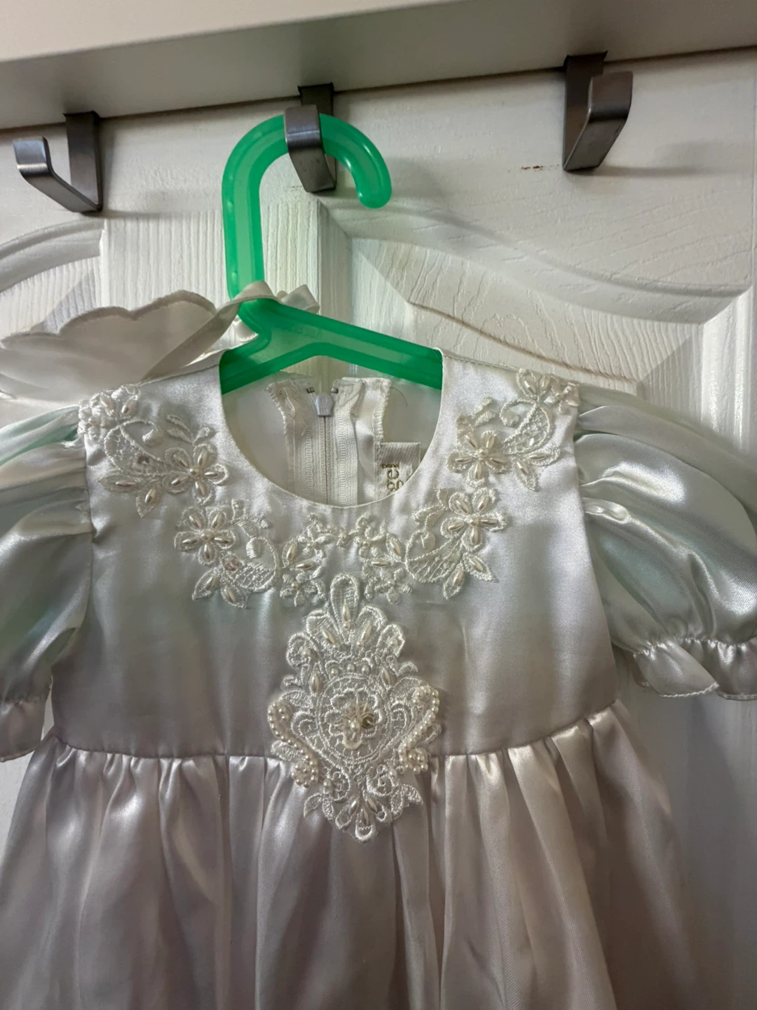 White Christening Gown with Matching Bib - photo 4