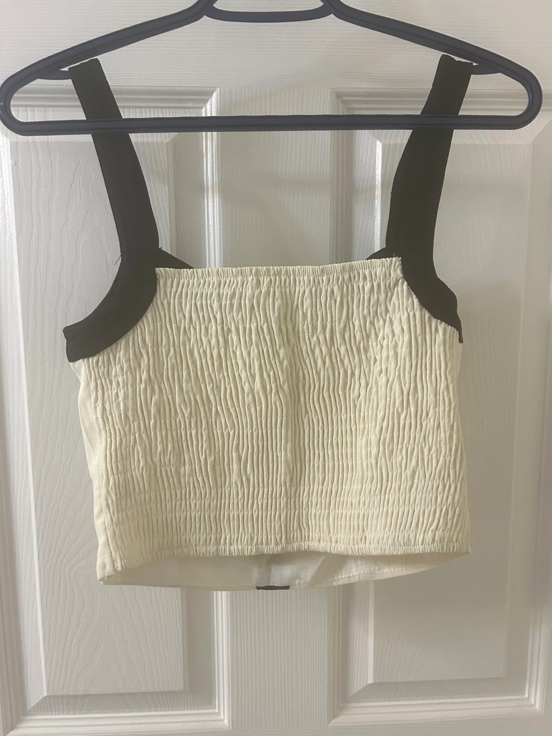NEW Cream and Black Smocked Corset Top - photo 2
