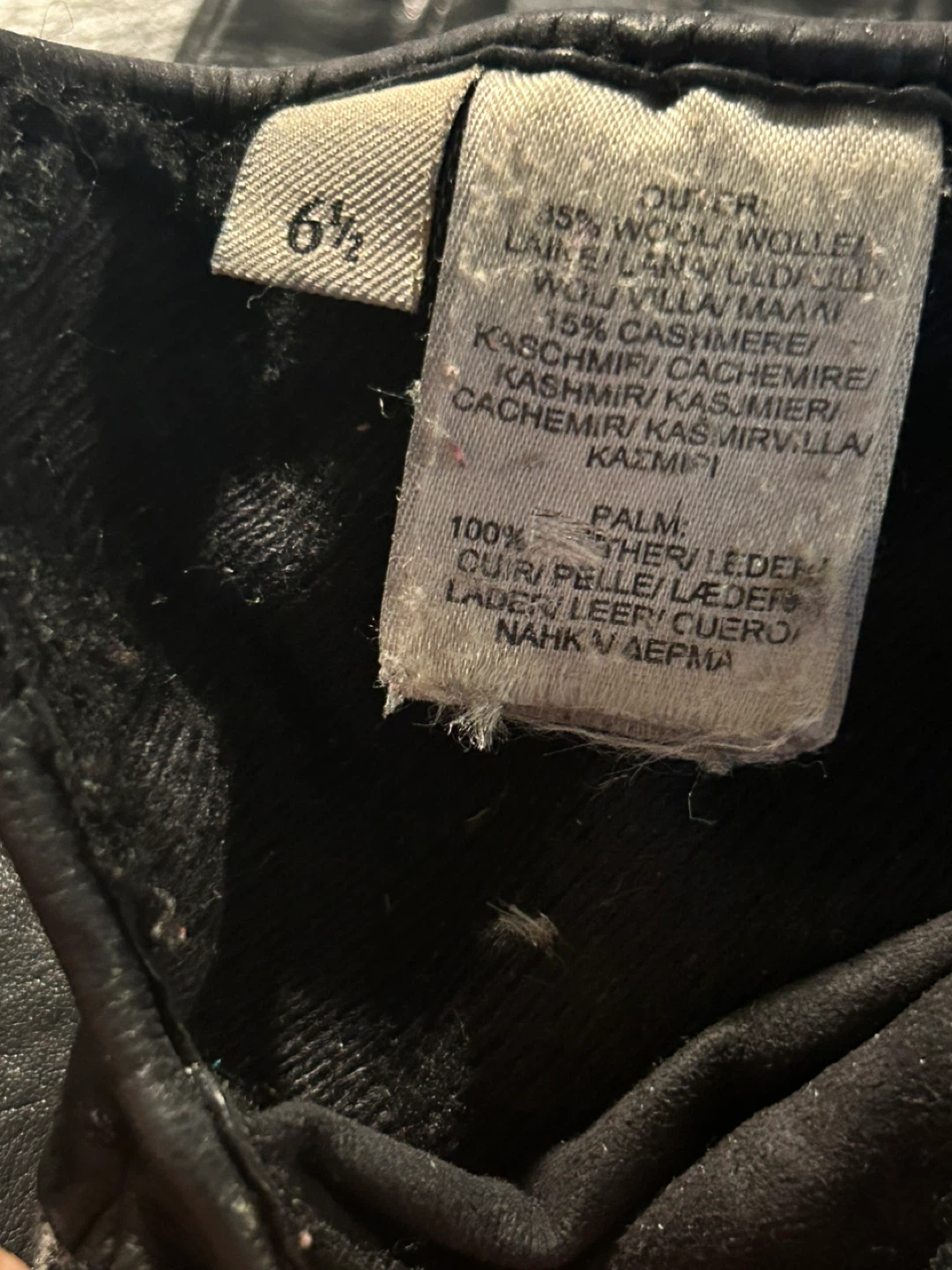 Black Leather & Plaid Gloves Size 6 1/2 - photo 5
