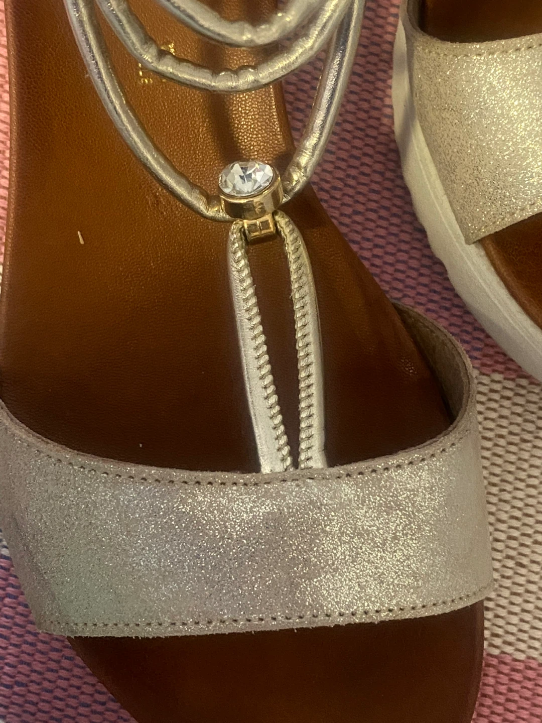 Browns Women's Gold Leather Sandals made in Italy NEW - photo 2