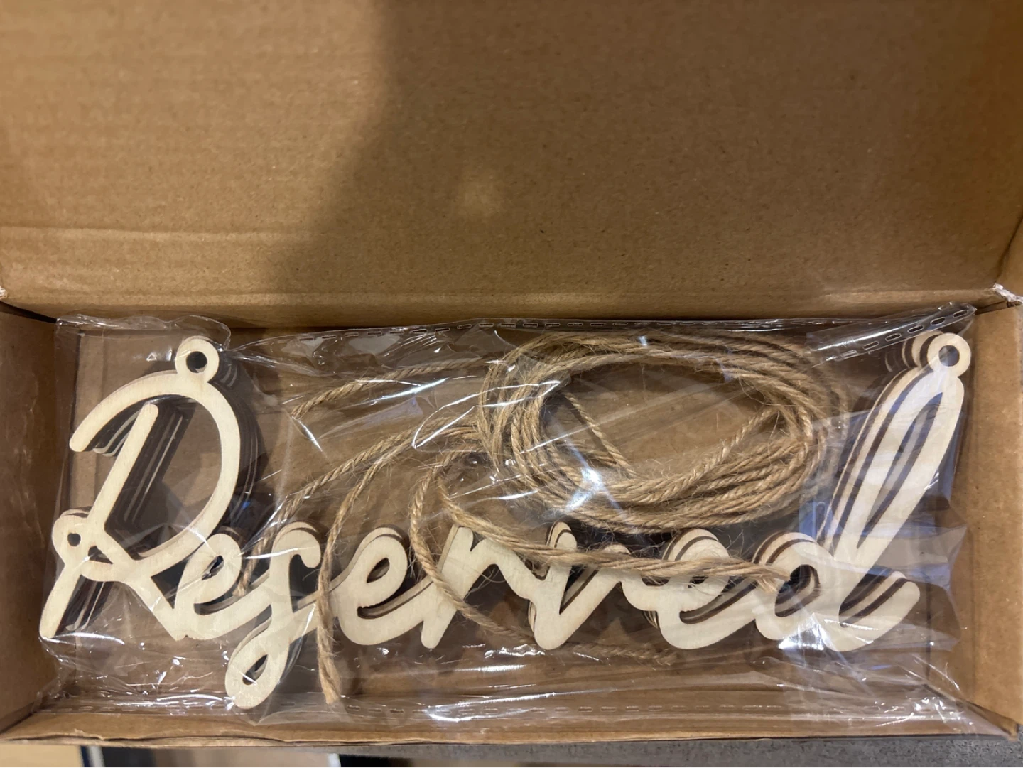 5 Wooden Reserved Sign with Twined - wedding