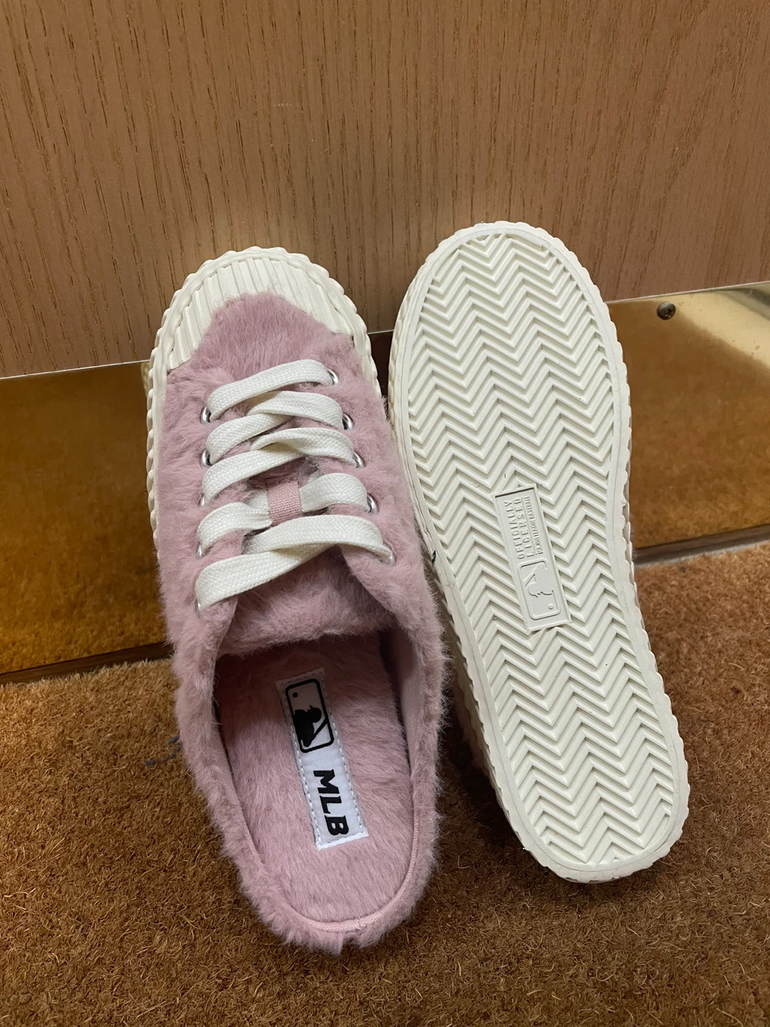 Brand New MLB Pink Fuzzy Slip-On Sneakers- Size W6