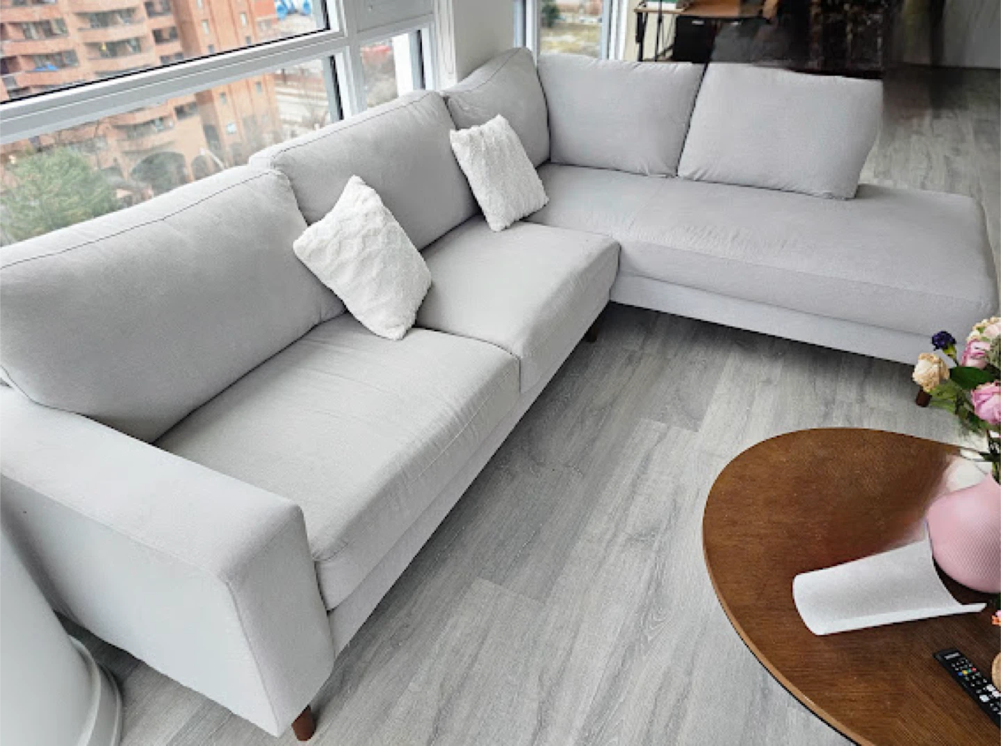 Structube Light Grey Sectional Sofa - photo 3