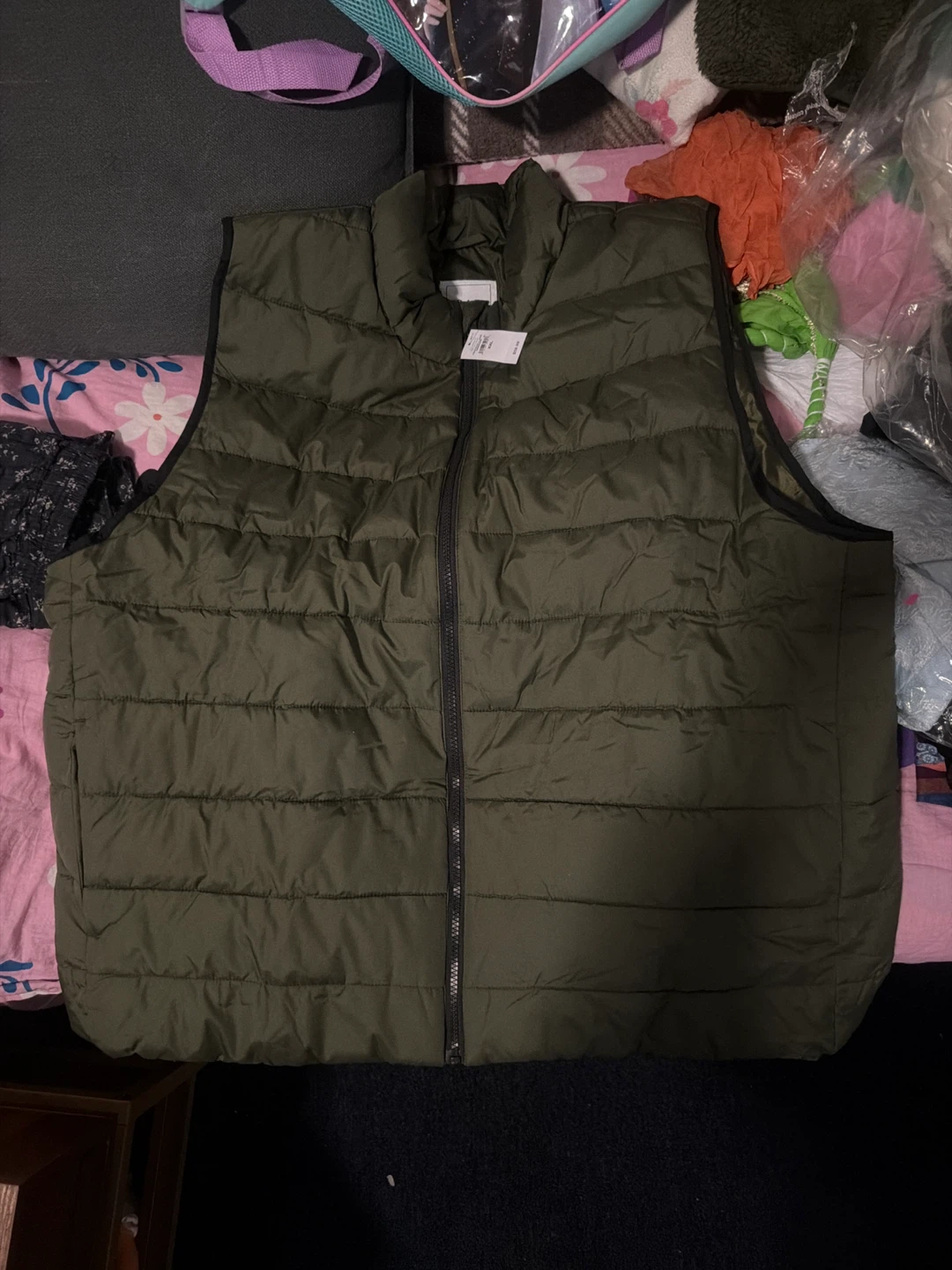 Olive Green Puffer Vest gap