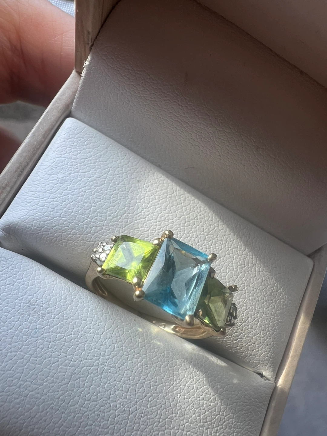 10 k peridot , blue topaz  Ring with Diamonds - photo 3