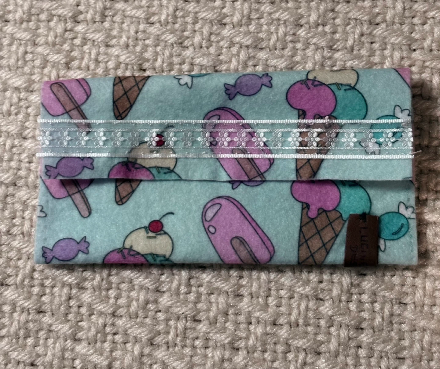 Felt Pouch with Ice Cream and Candy Print