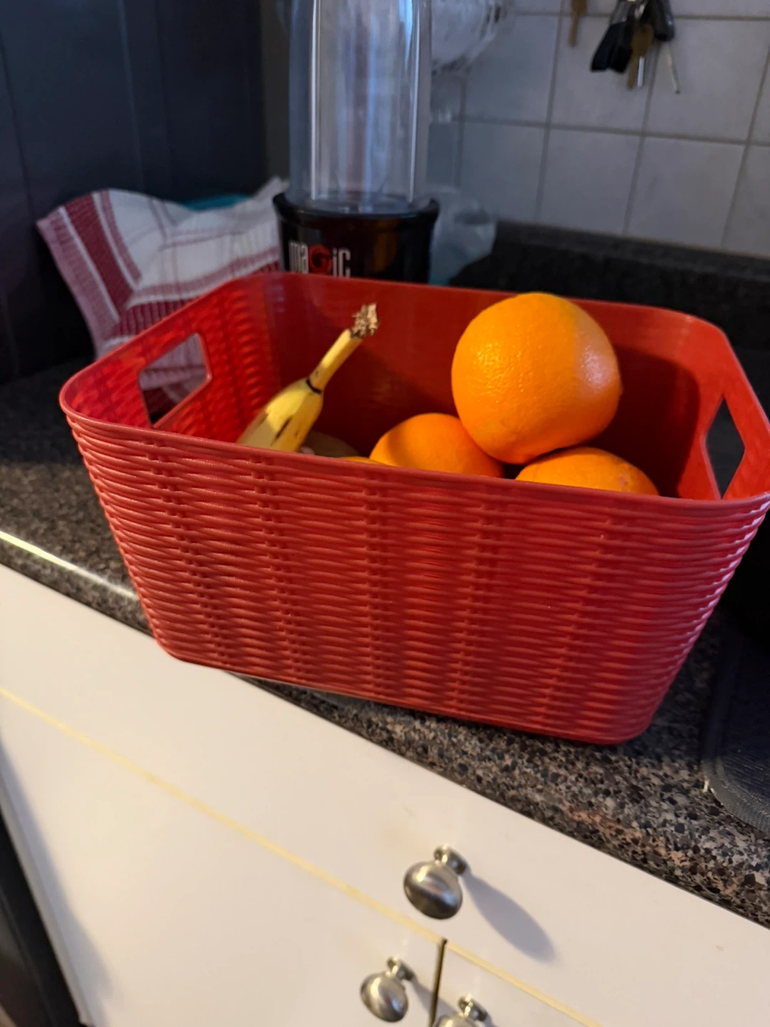 Set of 3 Storage Baskets - Red, Teal, and Wicker - photo 5