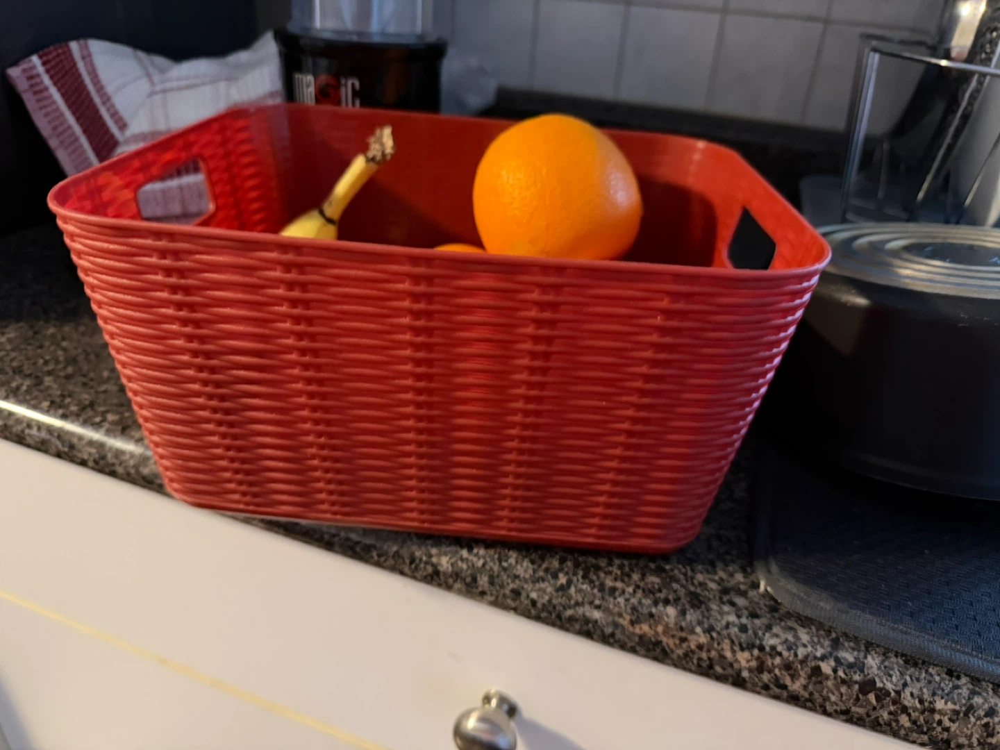Set of 3 Storage Baskets - Red, Teal, and Wicker