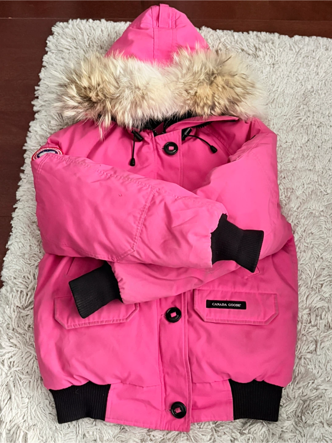 Canada Goose Pink Puffer Jacket with Fur Hood