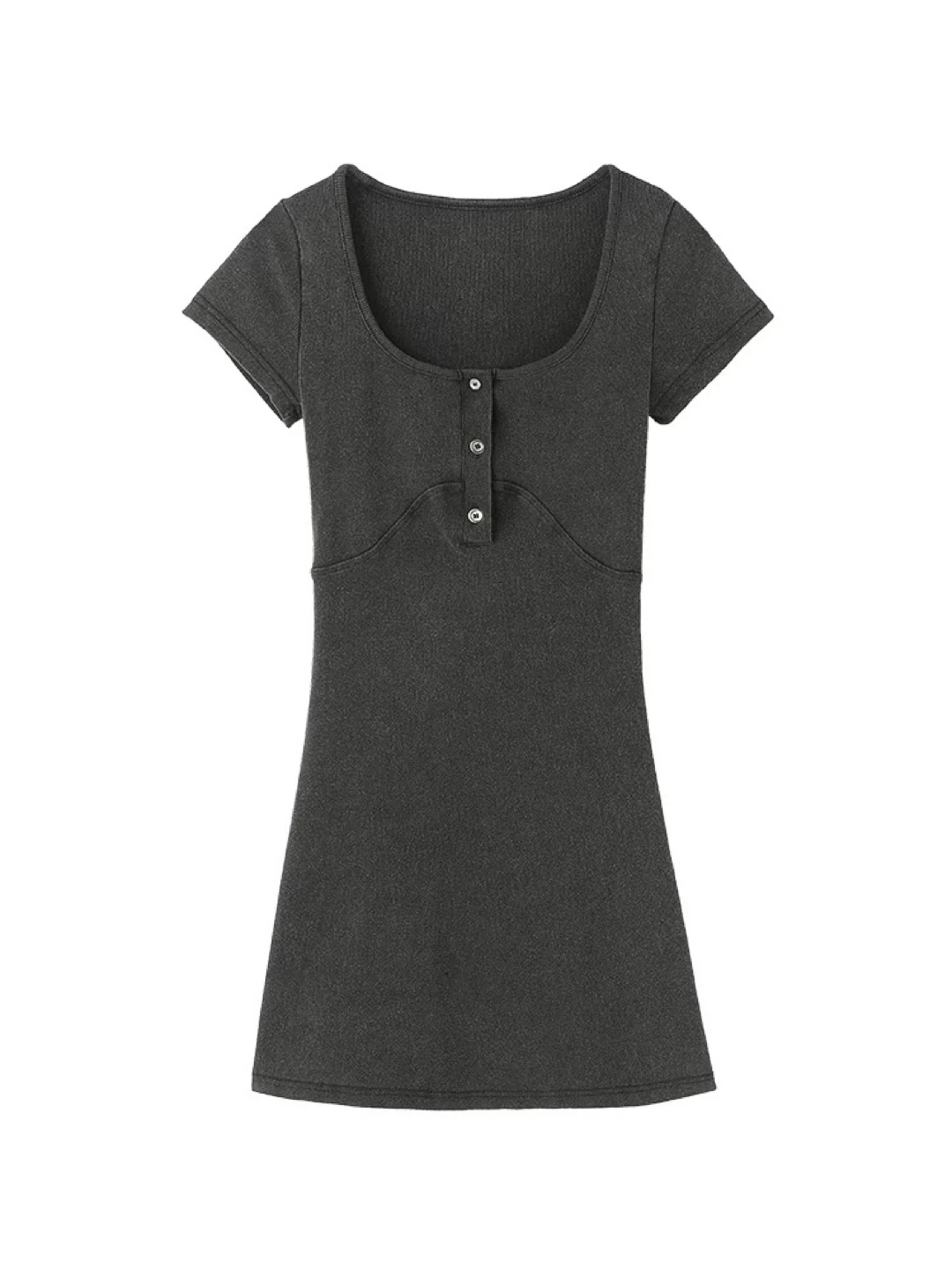 BN Grey Button-Up Short Sleeve Mini Dress- size small - photo 3