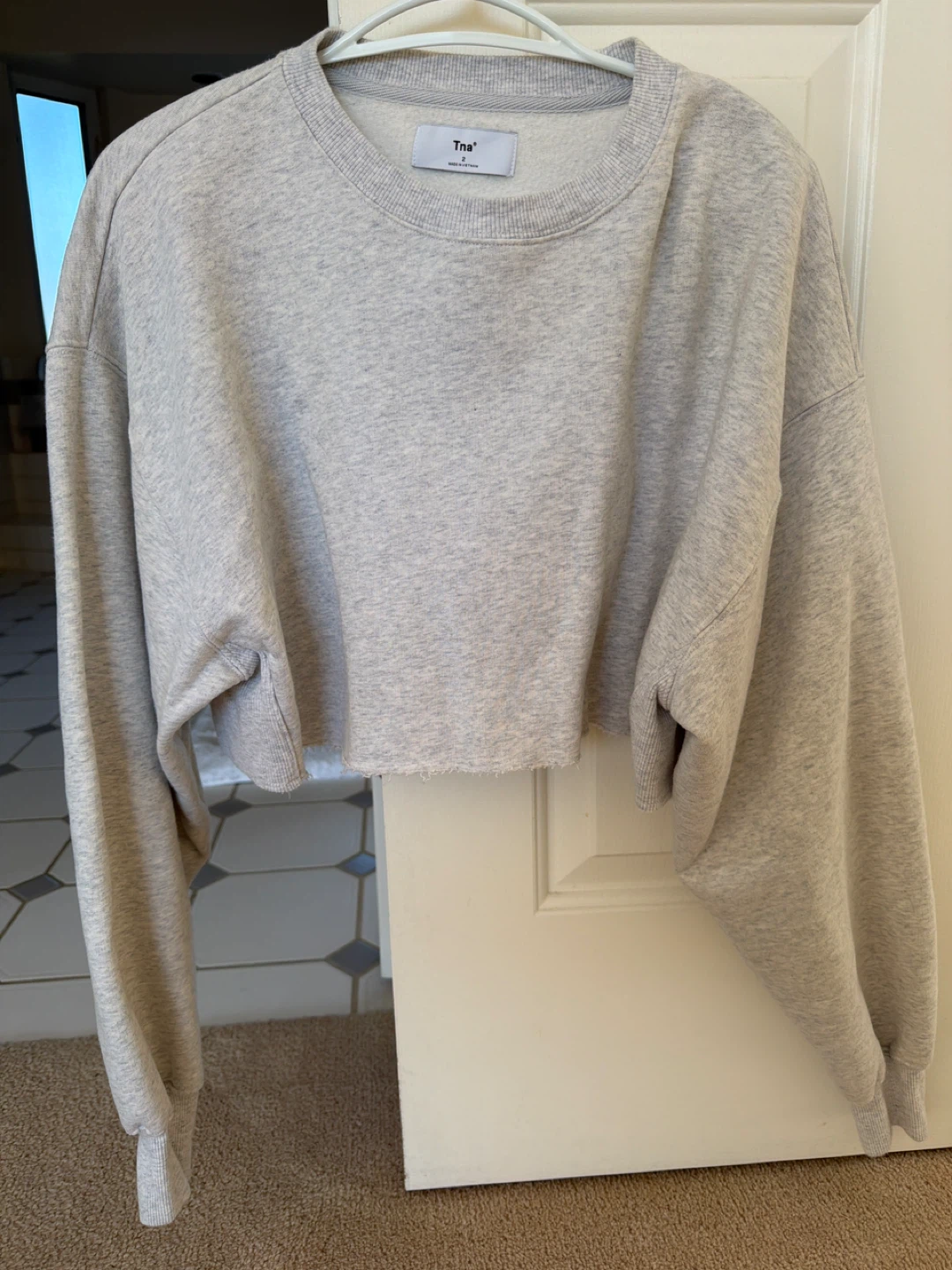 TNA by Aritzia grey crop top