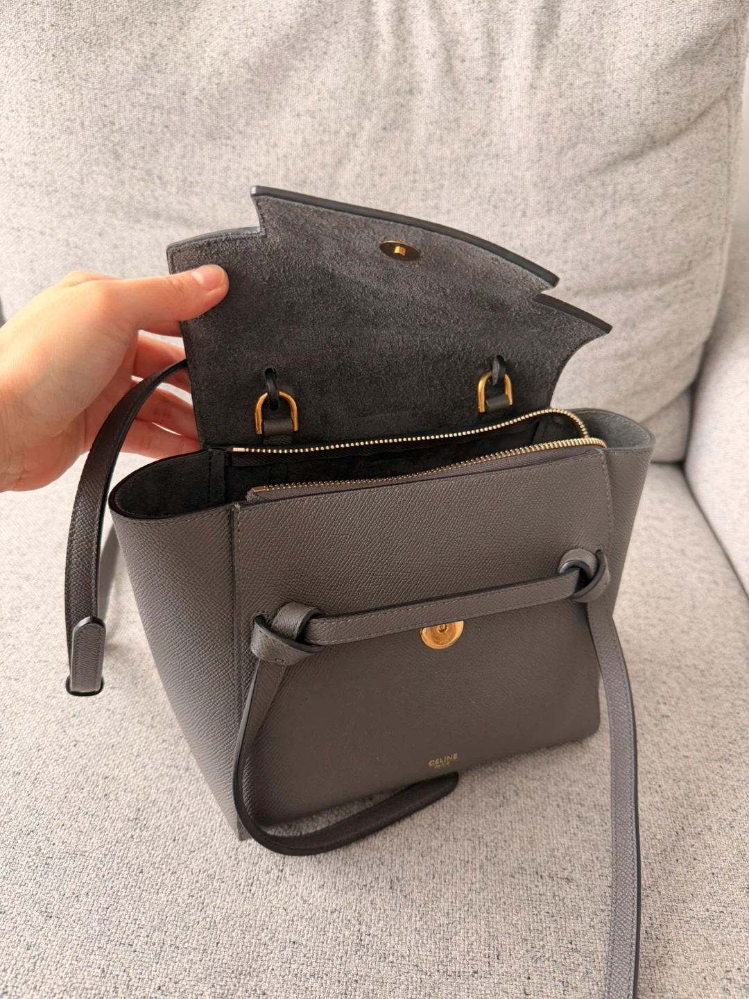 Celine Belt Bag Micro Grey Grained Leather - photo 2