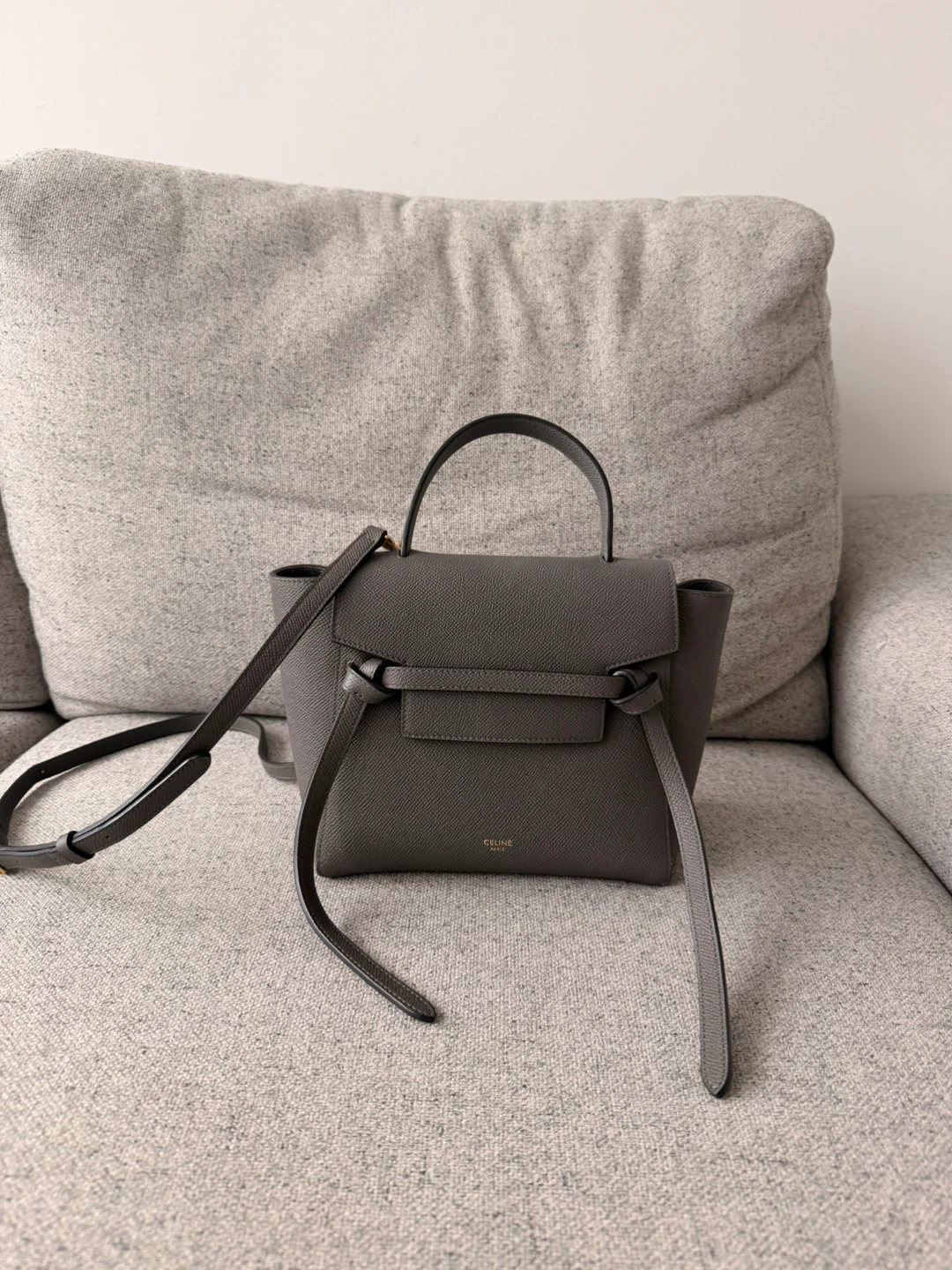 Celine Belt Bag Micro Grey Grained Leather