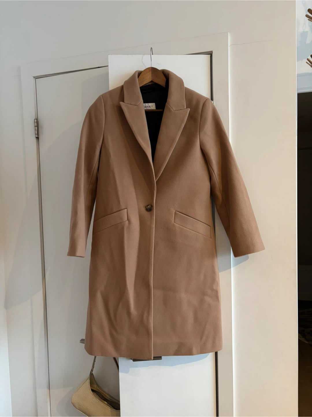 Camel Wool Blend Coat - Size Medium