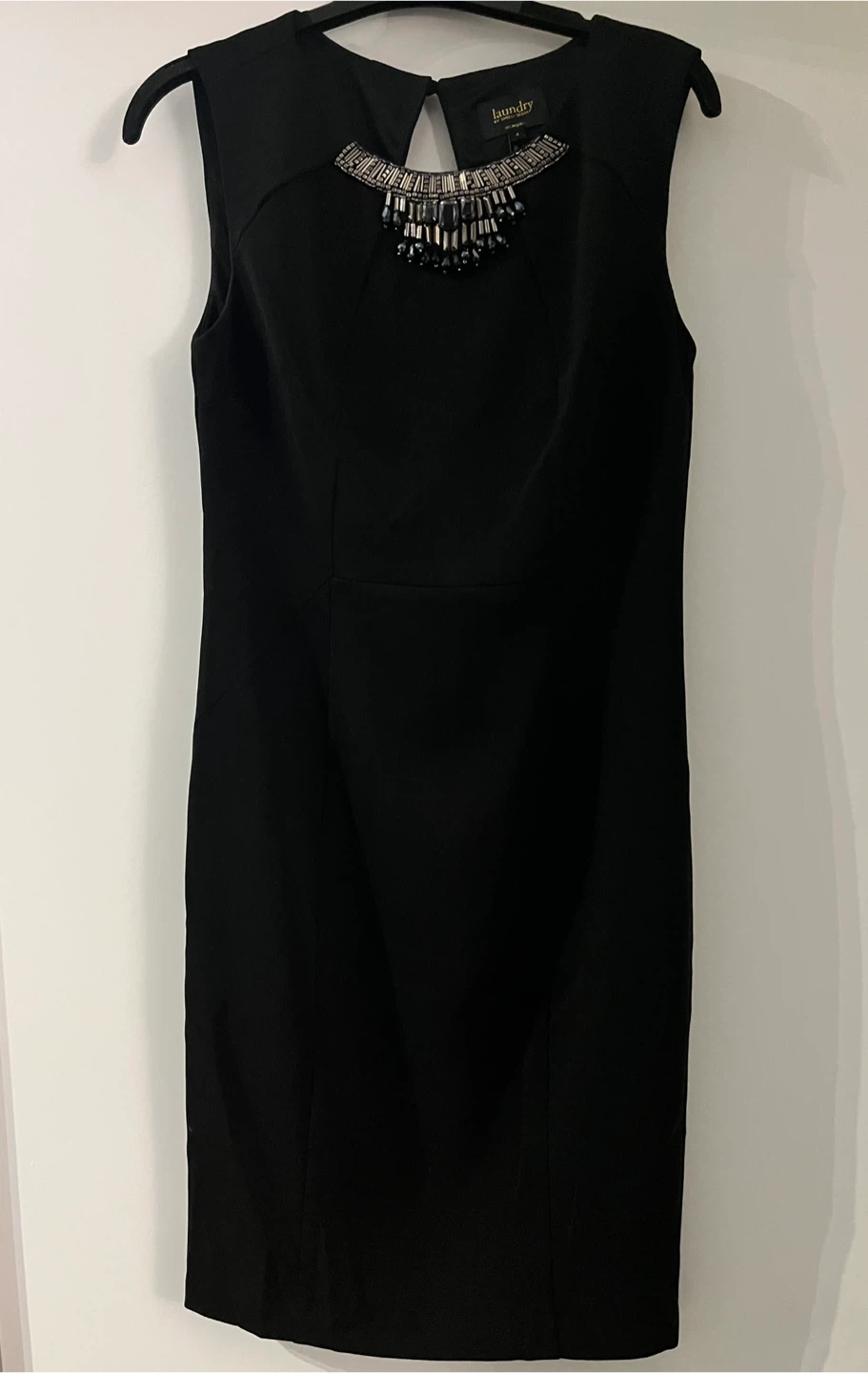 Laundry by Shelli Segal Black Beaded Sheath Dress Size 4