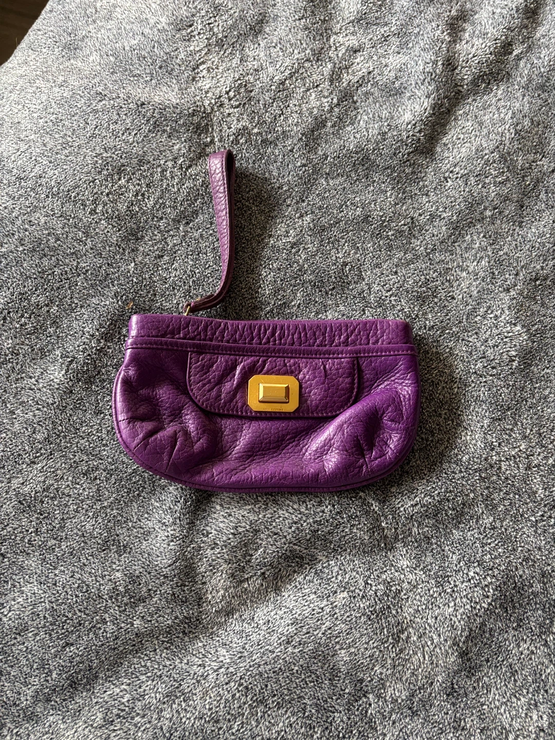 BCBG Purple Leather Wristlet Pouch
