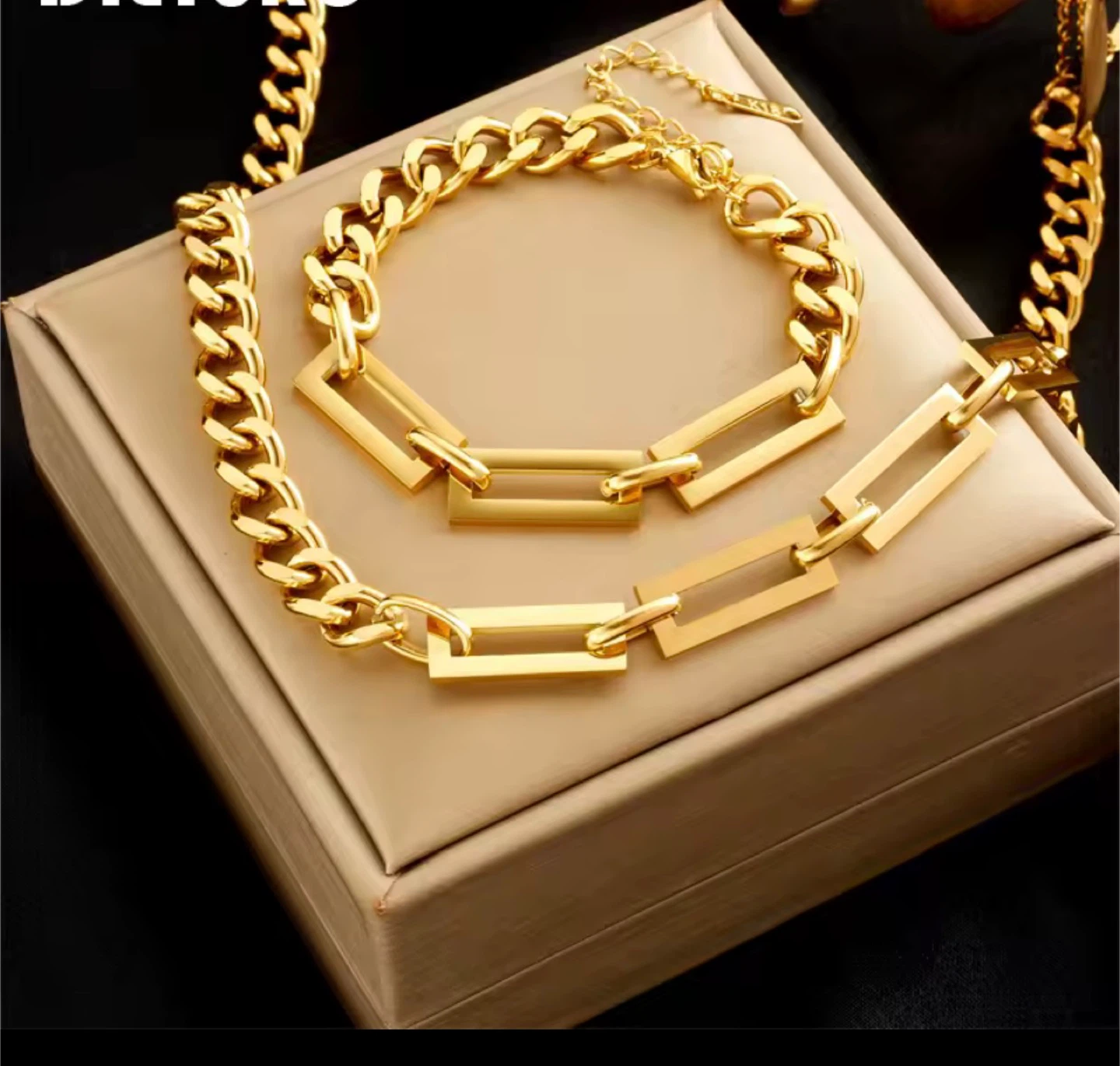🏆18k gold plated stainless steel necklace and bracelet set
