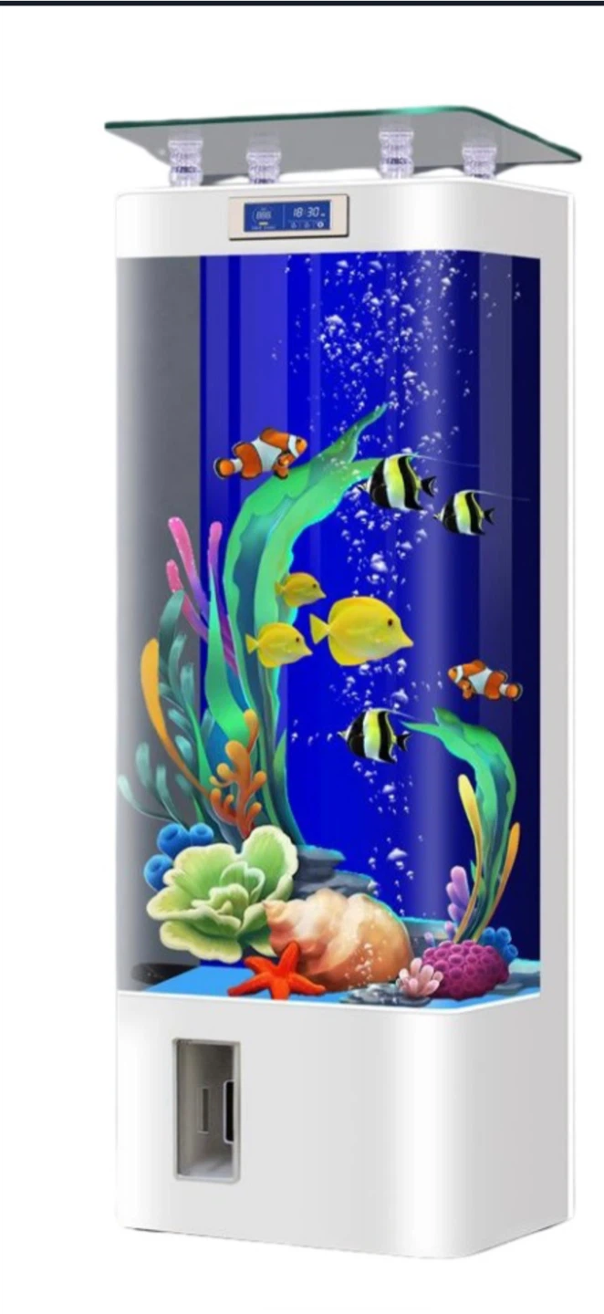 Tall Cylindrical Aquarium 55 g temperature display & led light - photo 2