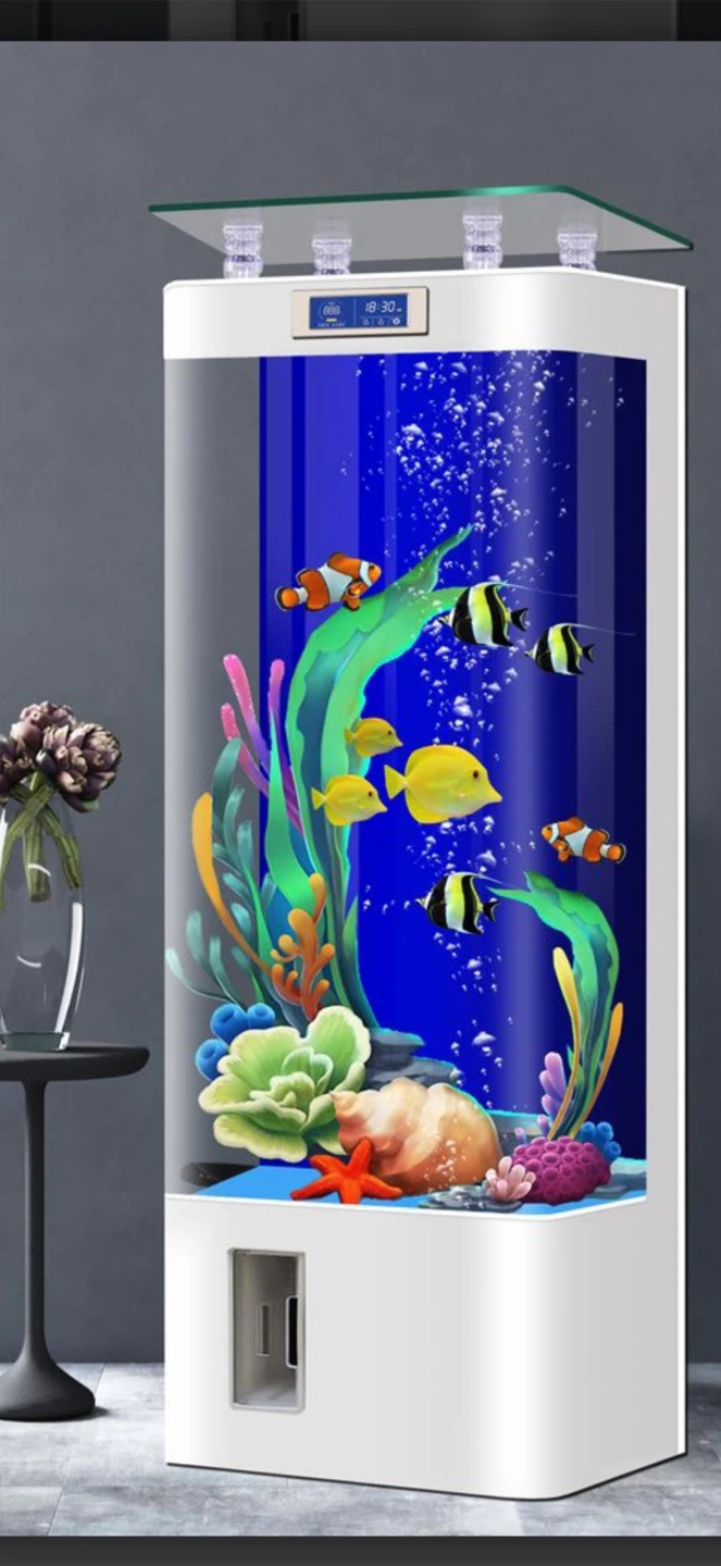 Tall Cylindrical Aquarium 55 g temperature display & led light - photo 3
