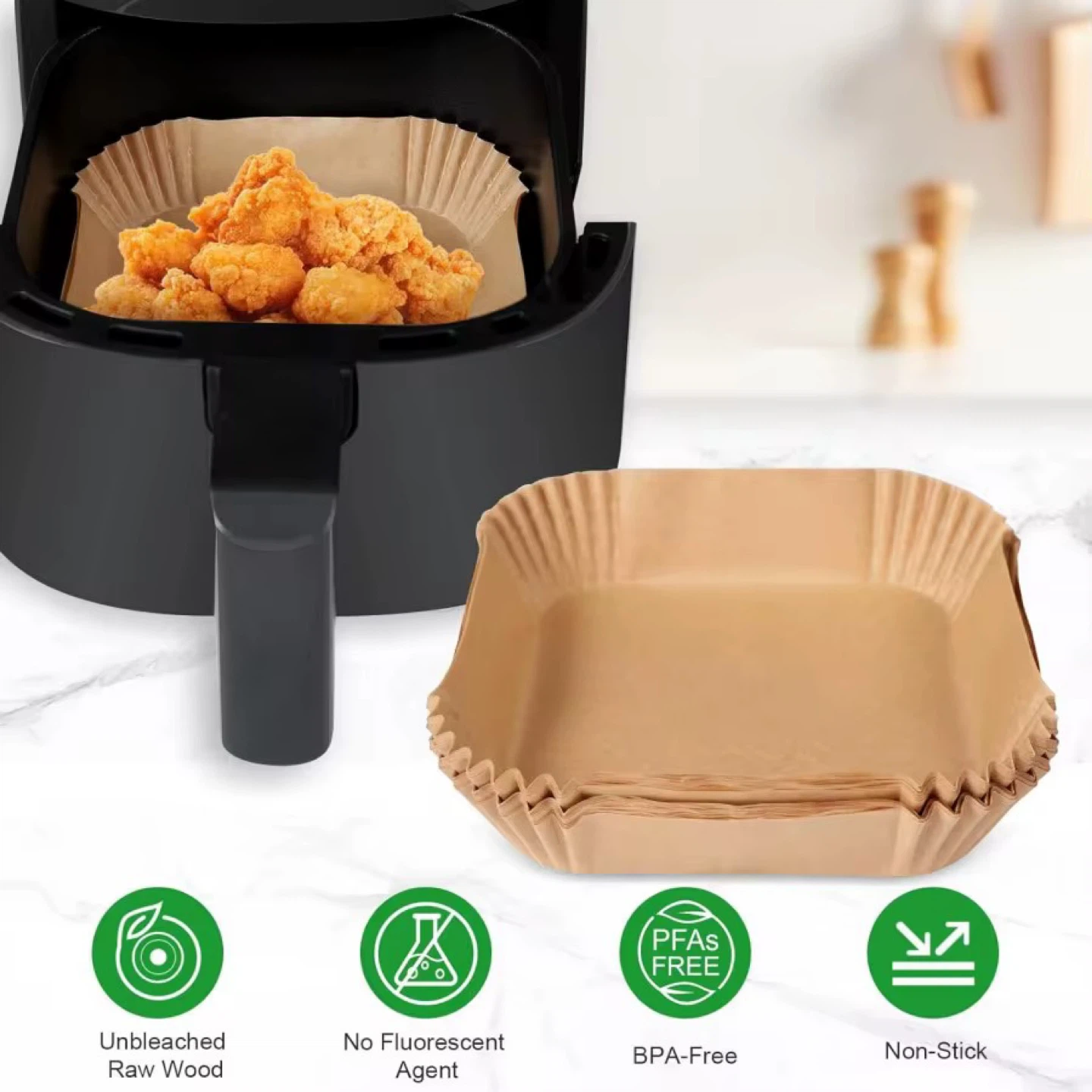 Baker's Signature Air Fryer Liners - 125 pcs, 8-inch Square - photo 5