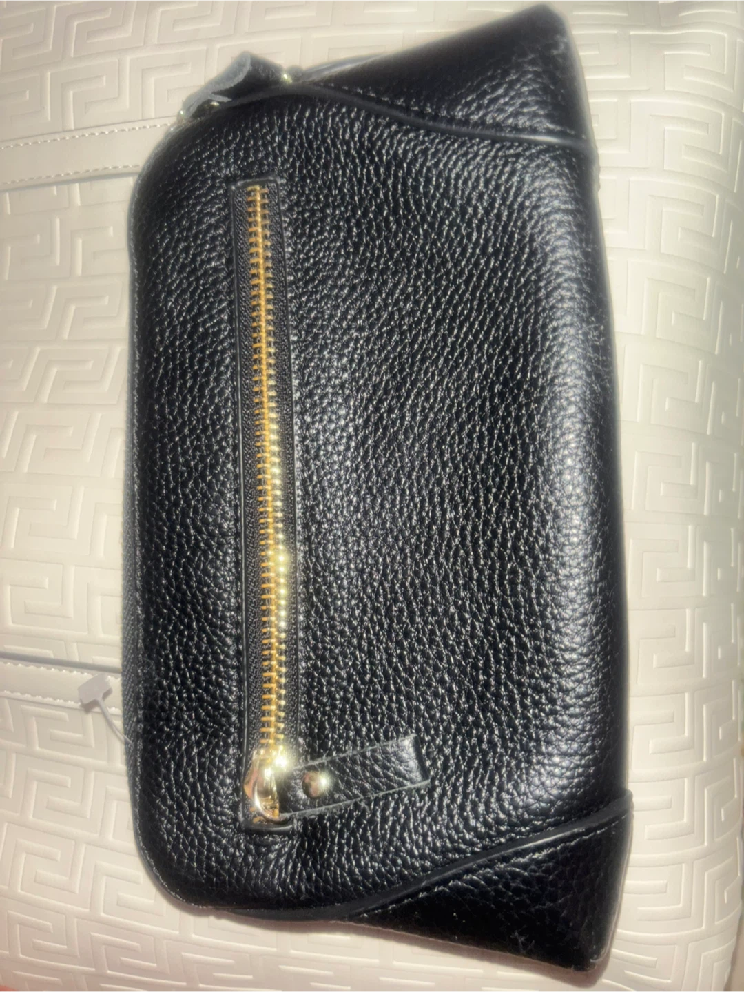 Black Leather Clutch with Bee Emblem - photo 2