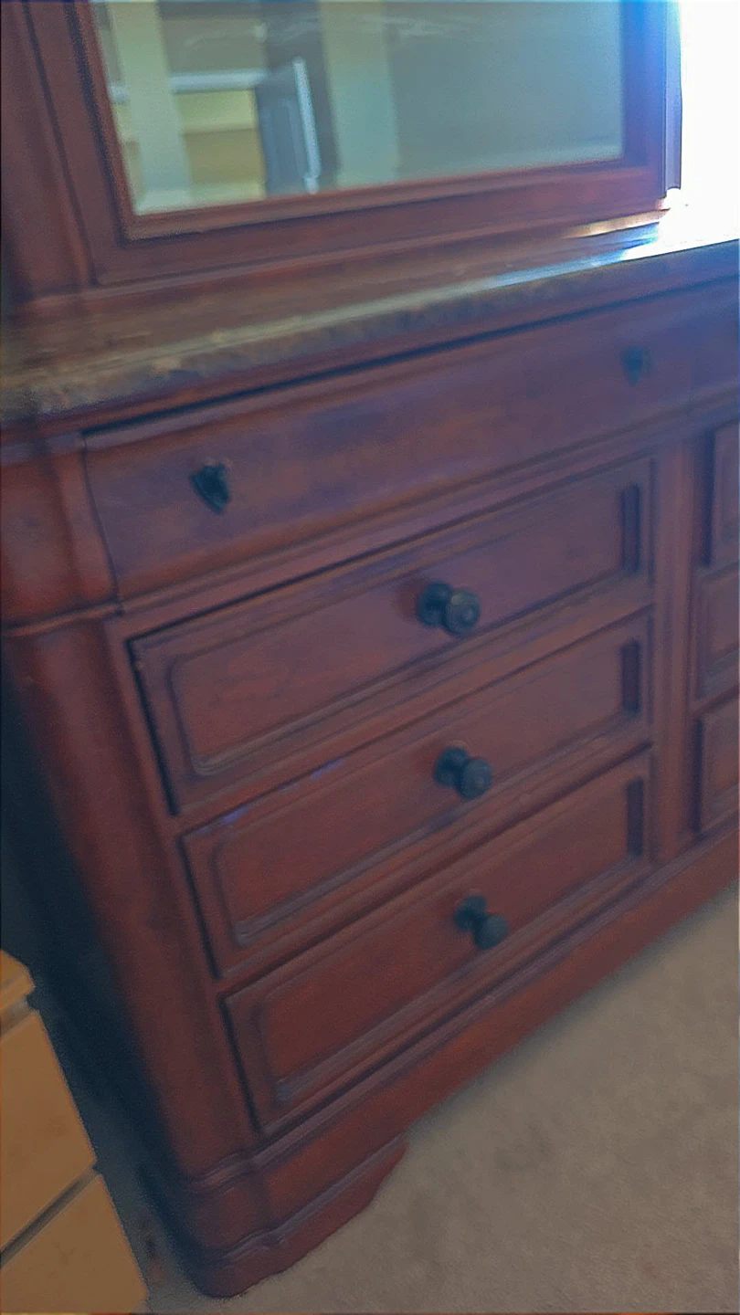 Wooden Dresser with Marble Top and Mirror - photo 3