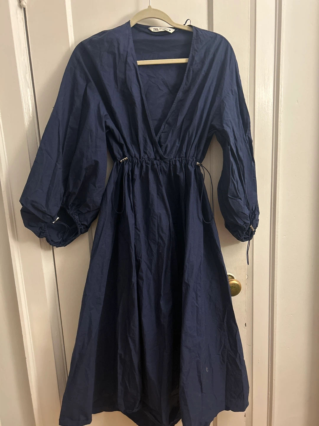 Zara Navy Blue V-Neck Midi Dress