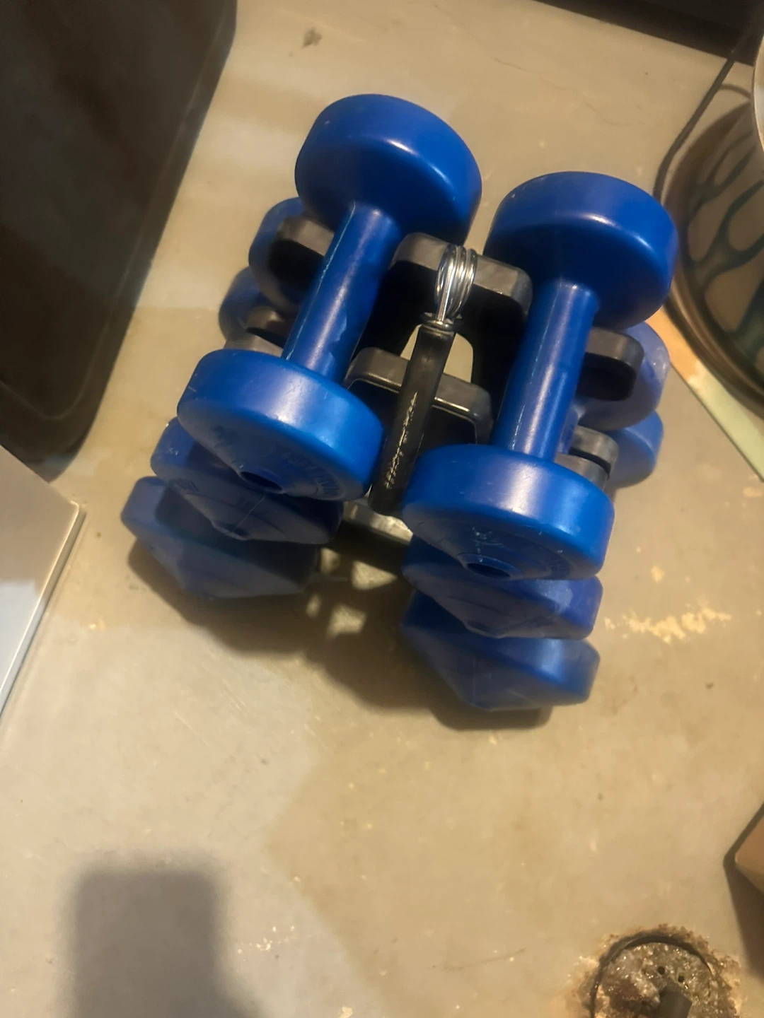 Blue Dumbbells with Rack