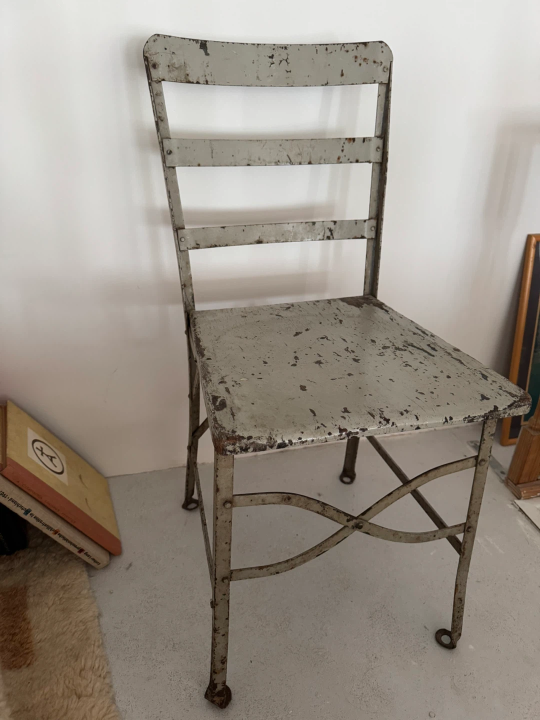 2 Vintage Metal Chairs - Industrial Style Dove Grey - photo 4