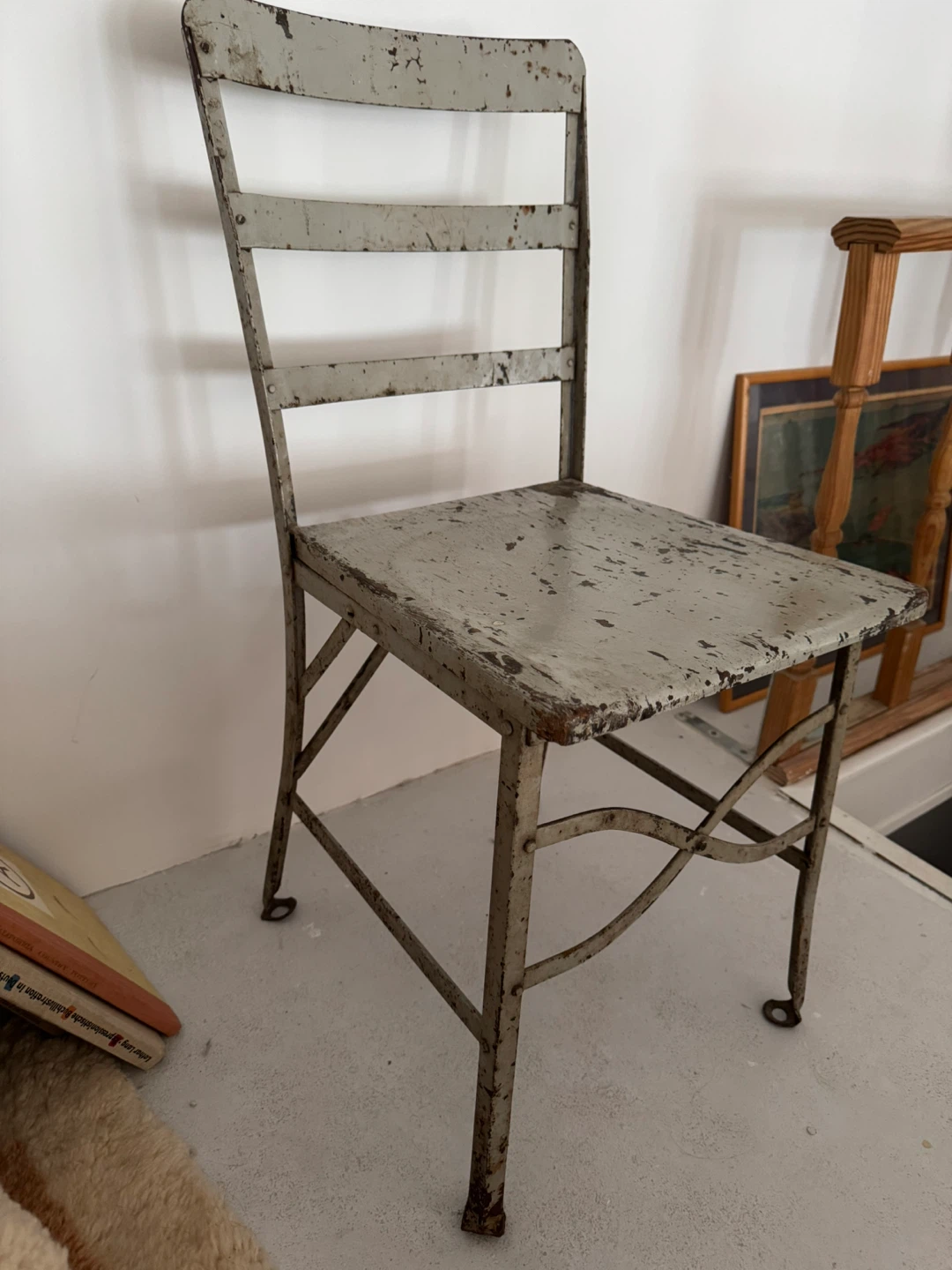 2 Vintage Metal Chairs - Industrial Style Dove Grey - photo 3