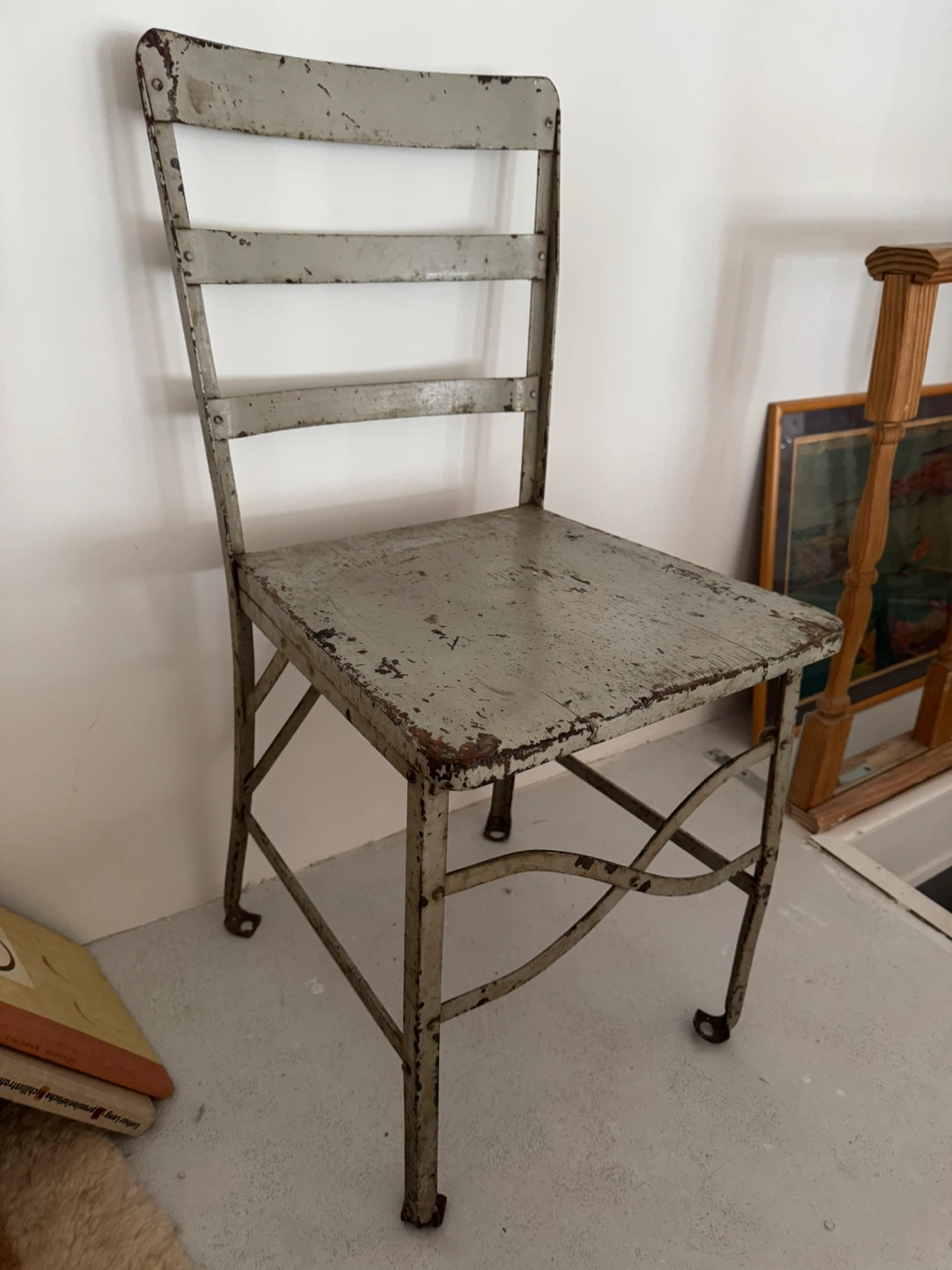 2 Vintage Metal Chairs - Industrial Style Dove Grey - photo 5