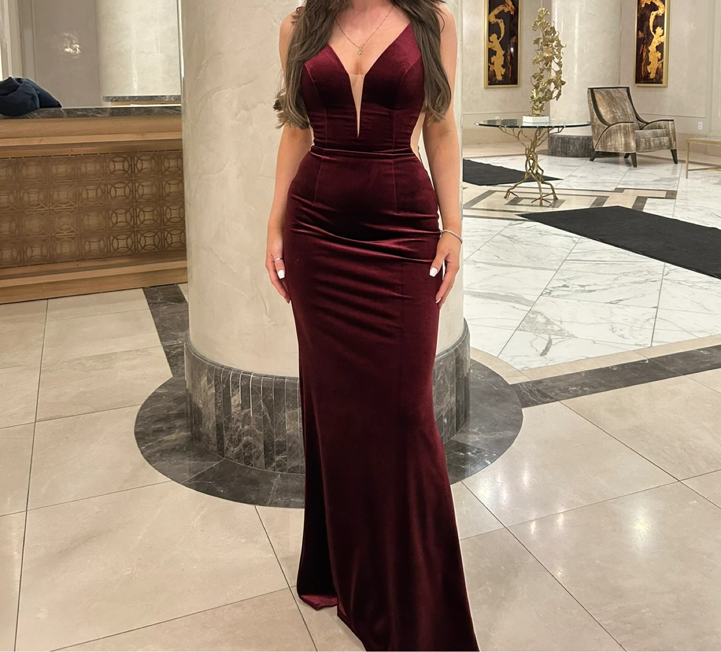 Velvet V-Neck Evening Gown