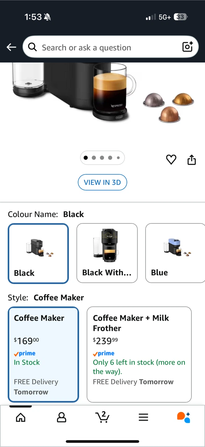 (Brand New) Nespresso Vertuo Pop+ Coffee Maker - Black - photo 4